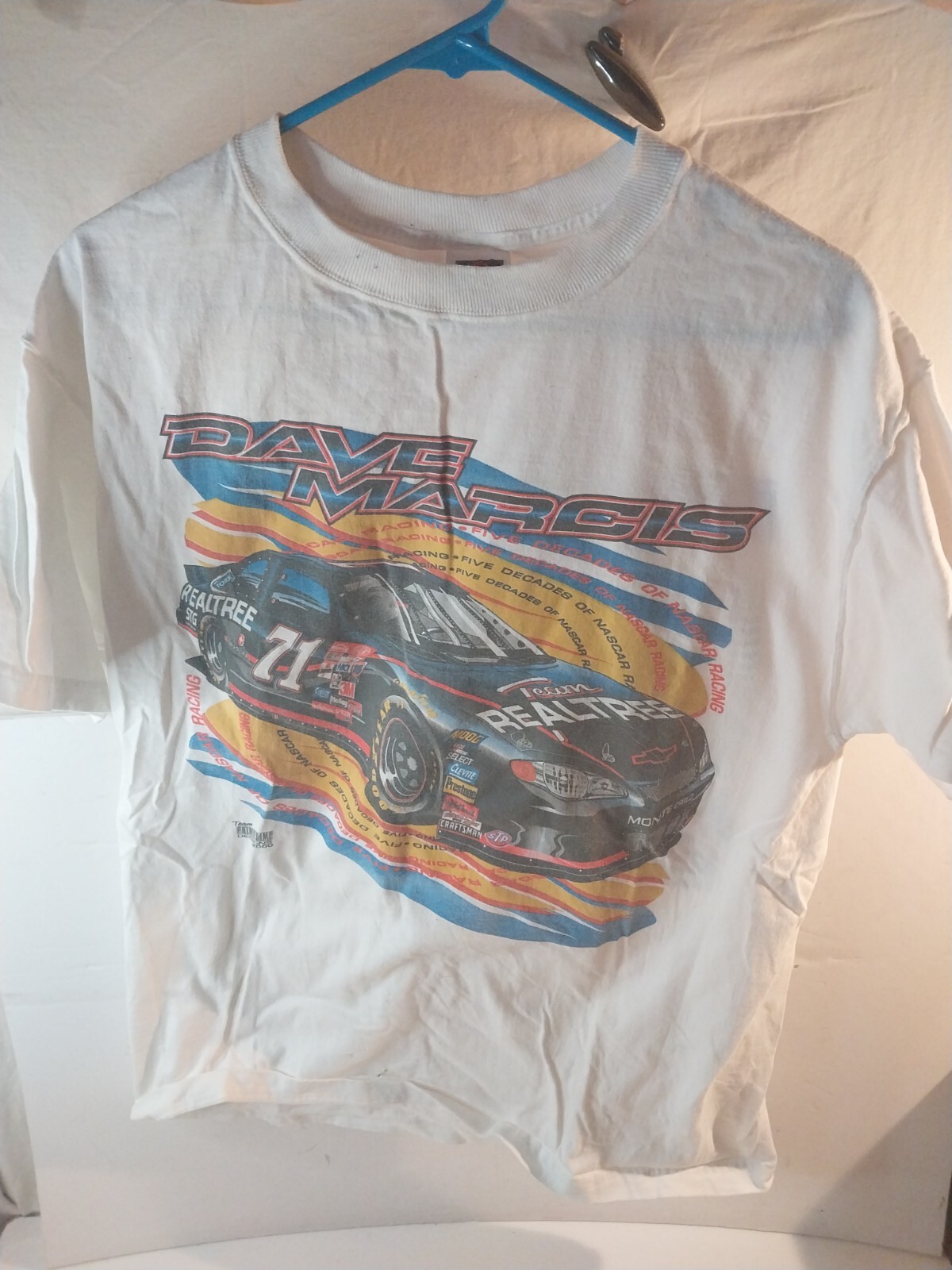 Vintage Dave Marcis 71 T-shirt Mens L 100% cotton Nascar 2000 Team Realtree