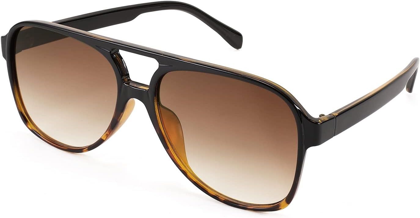 Vintage Retro 70s Large Squared Aviator Sunglasses for Women & Men – UV400 Pr…
