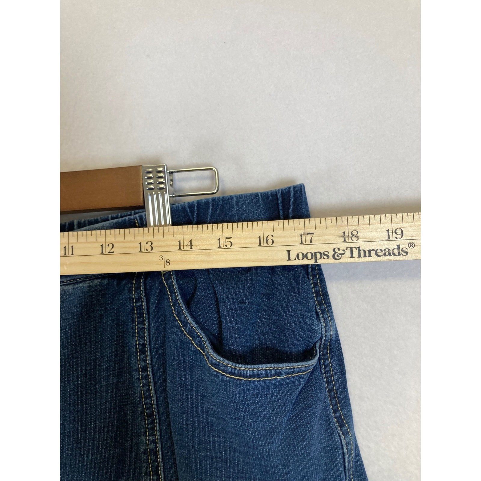 Vintage Quacker Factory DreamJeannes Women L Blue Cargo Denim Skirt Pull On