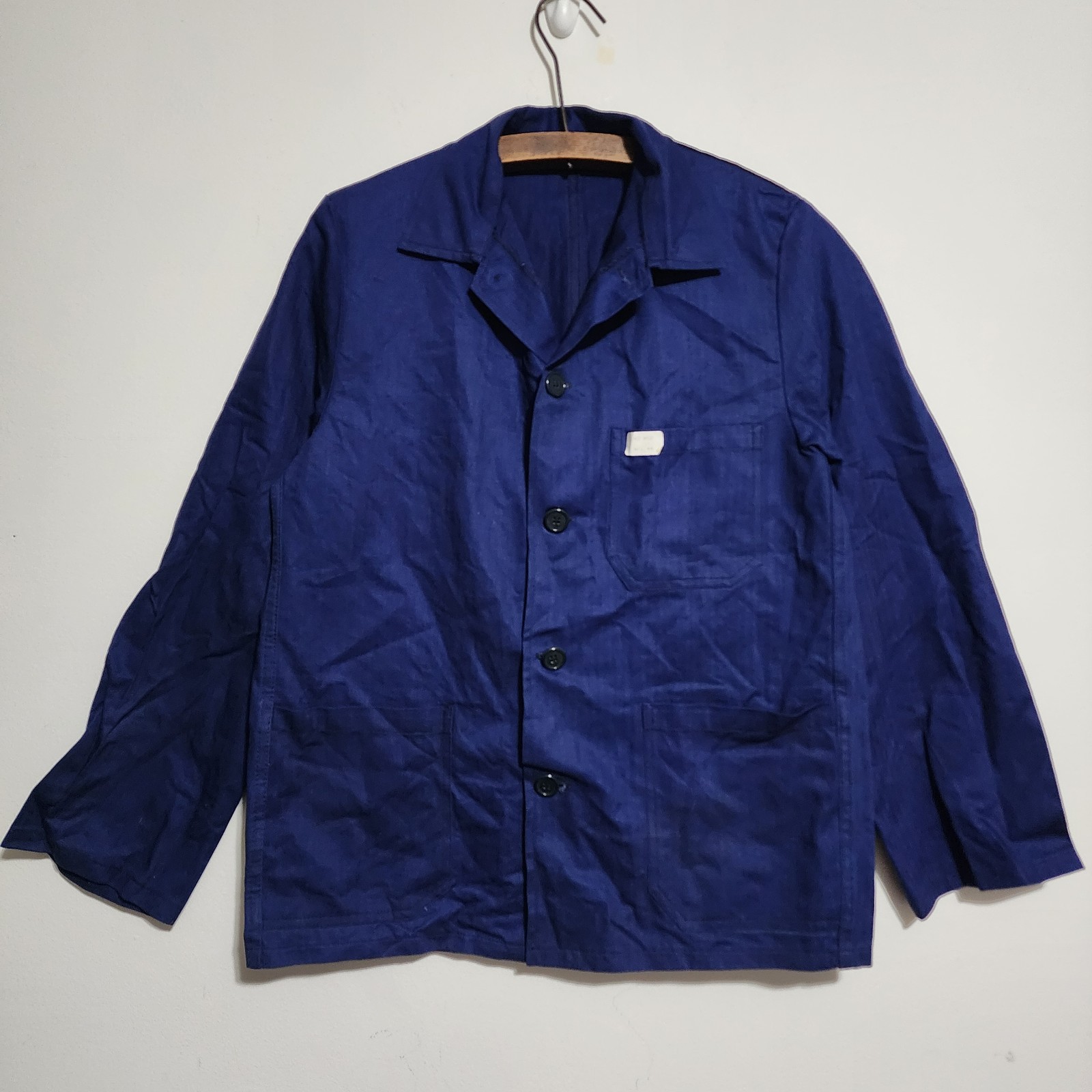 Vtg German Blue HBT Chore Jacket Deadstock Cotton Baumwolle Workwear Coat EU 44