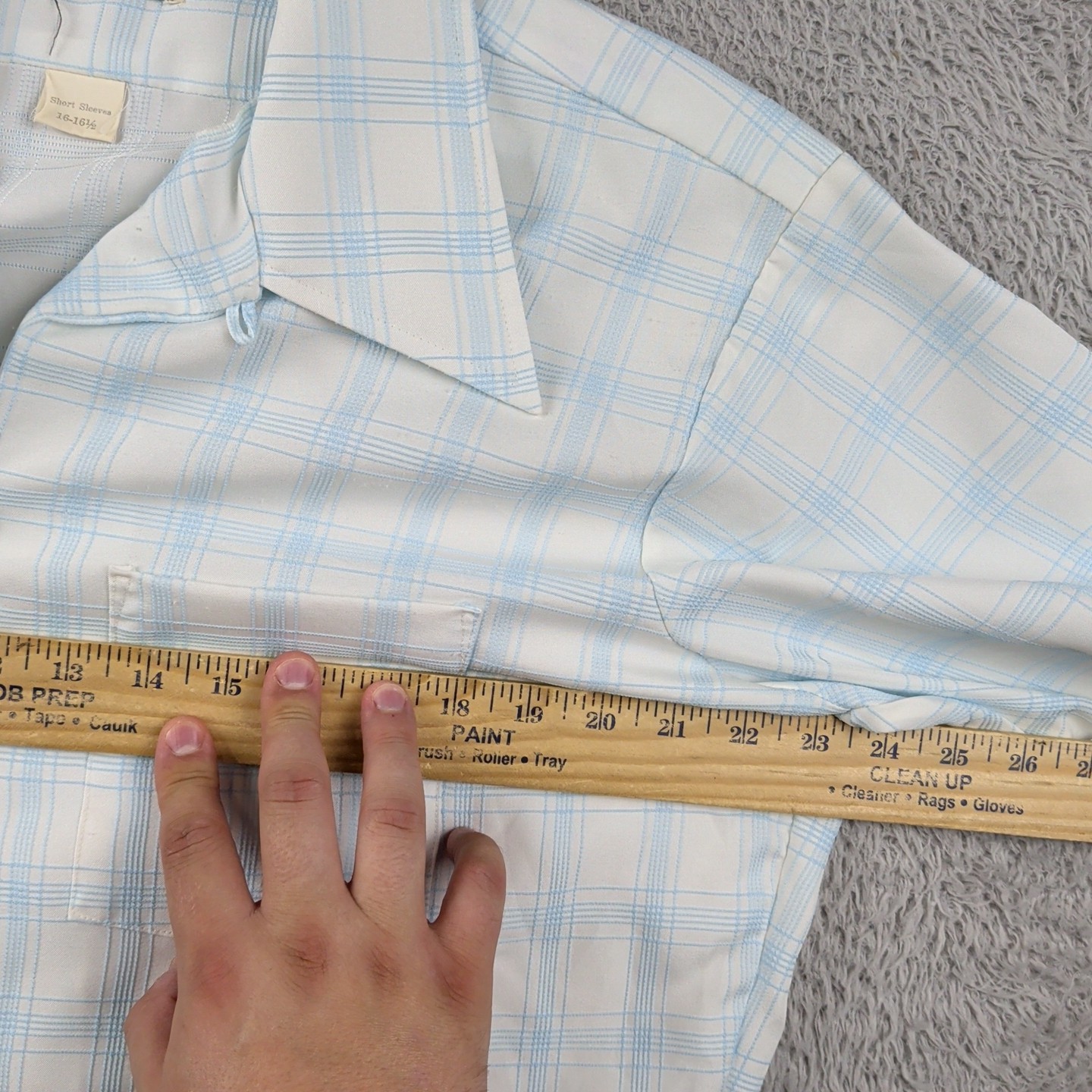 Vintage 70s Arrow Loop Collar Shirt Mens 16 – 16 1/2 White Blue Button Ultressa