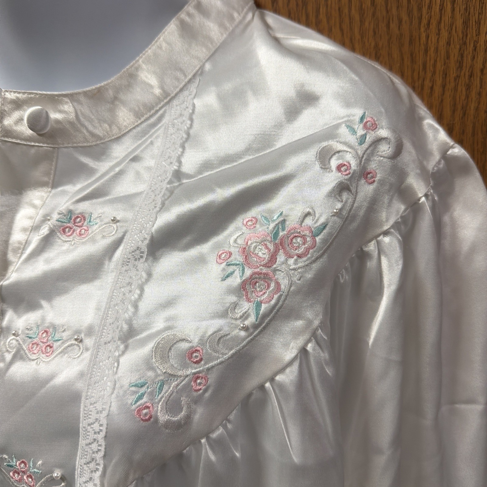 Vintage Ashley Taylor Plus Brushed Satin Maxi Nightgown 2XL NOS
