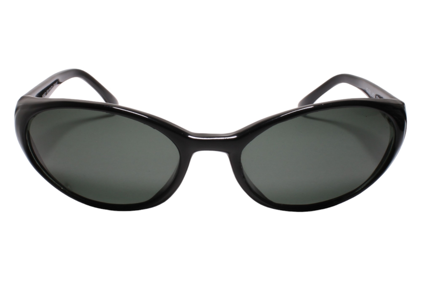 Glam Rock 80s 90s Genuine Vintage Mens Womens Oval Wrap Bold Black Sunglasses