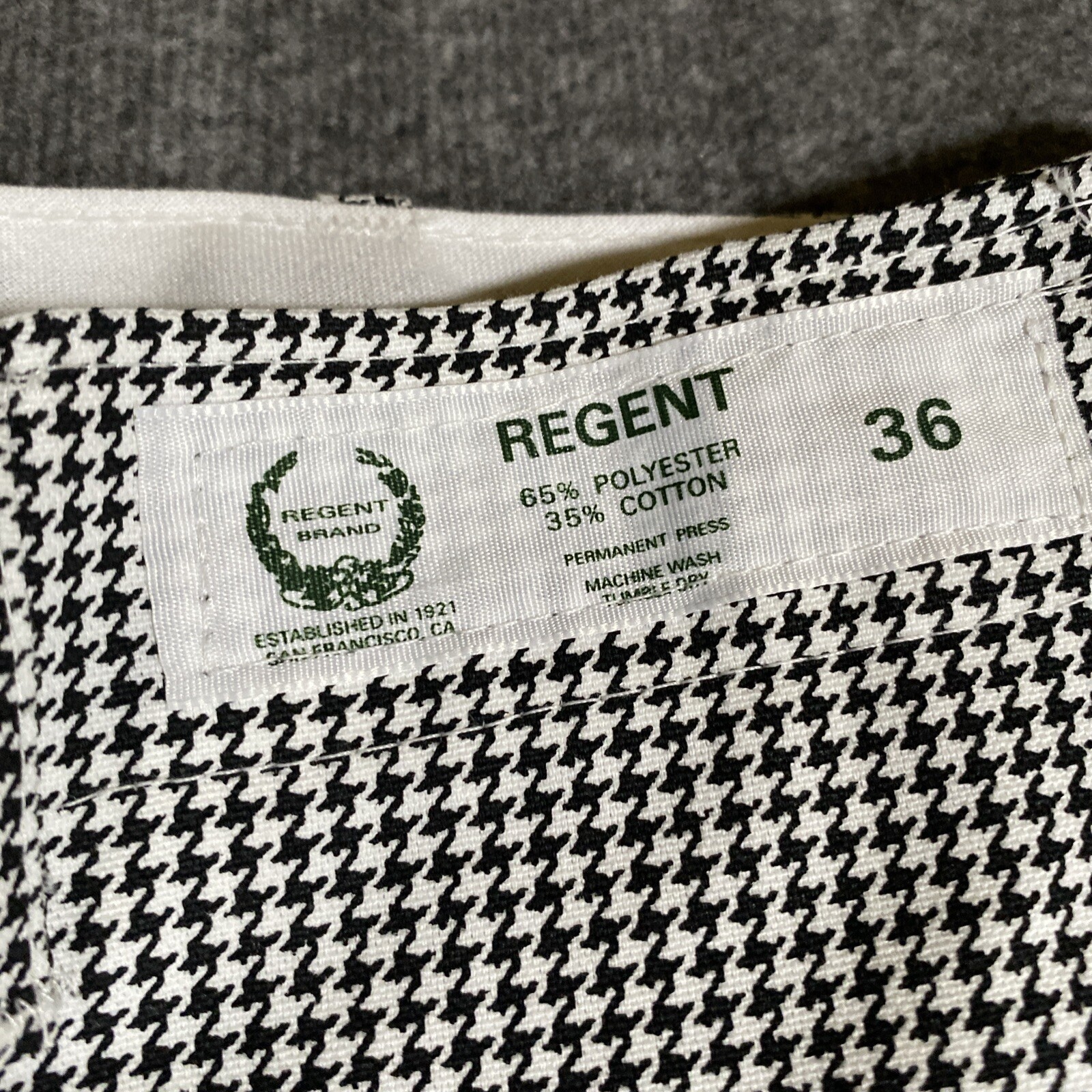 VTG Houndstooth Permanent Press Regent Brand Mens 36×30(34″x30) Retro Rockabilly