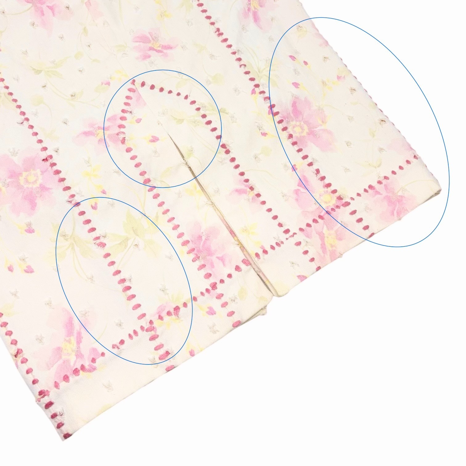 Christian Dior Vintage Flower Perforated Denim Skirt #38 Pink White 902081