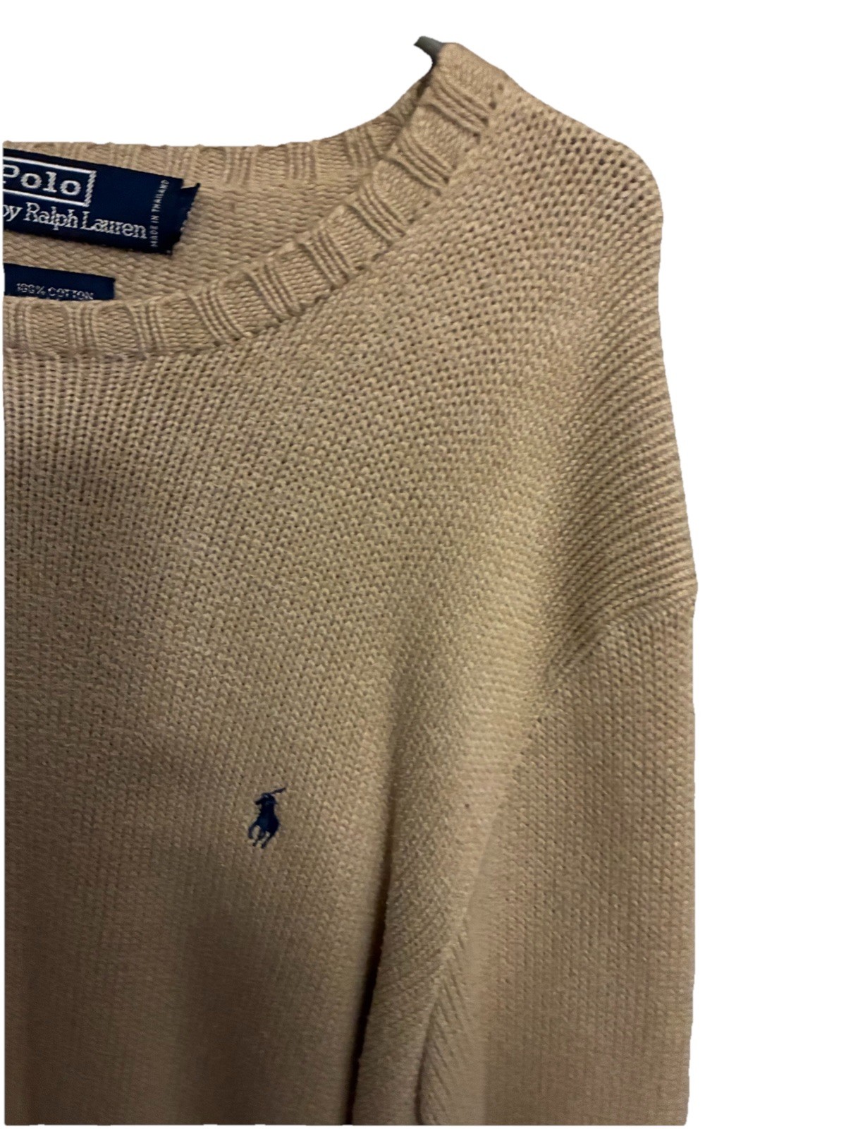 Vintage Polo Ralph Lauren’s Crewneck Men’s Sweater (S Size) Fits Big Beige