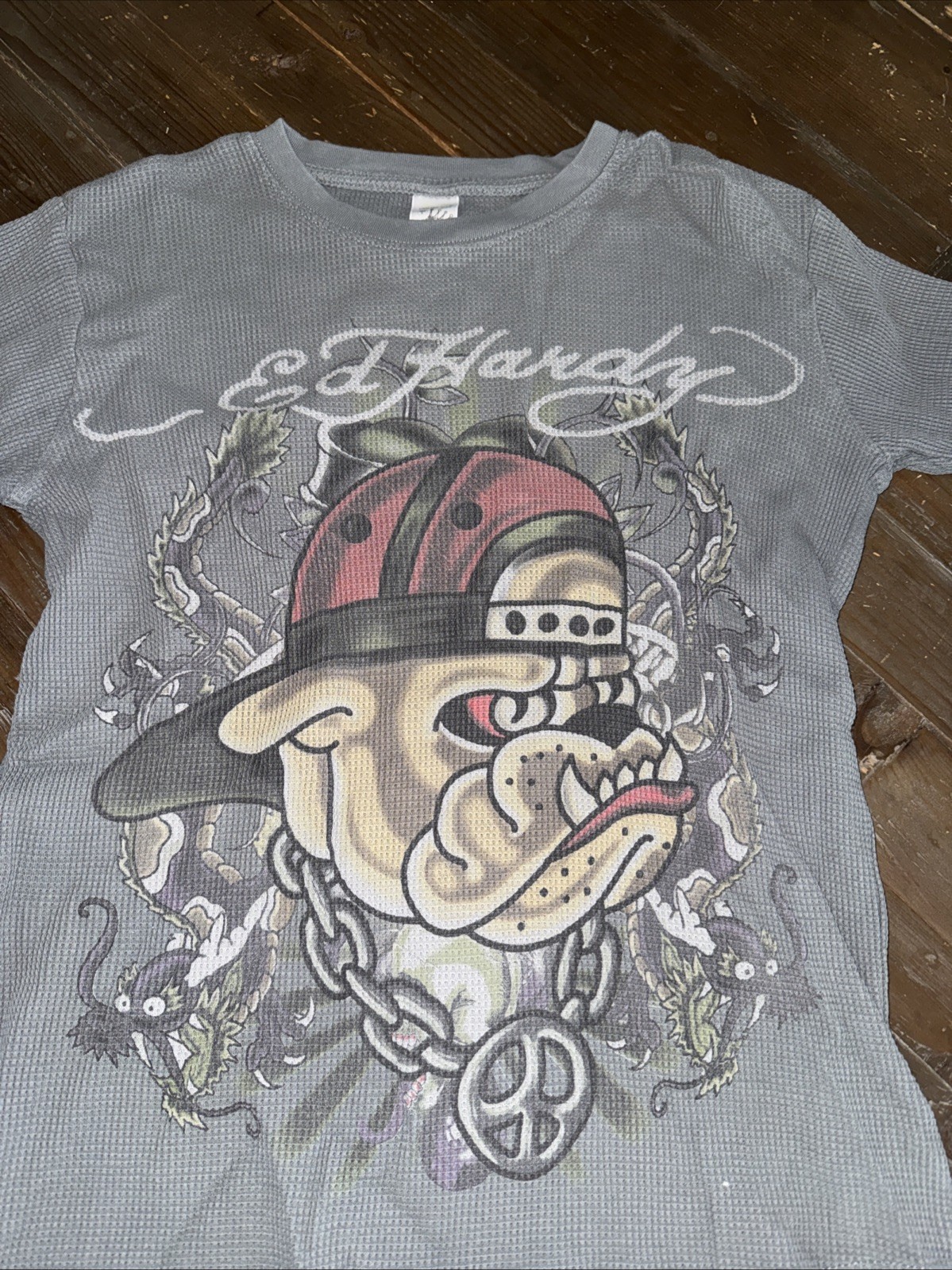 VTG RARE Don ED HARDY KIDS LONG SLEEVE THERMAL SIZE L 2000’s Christian Audigier