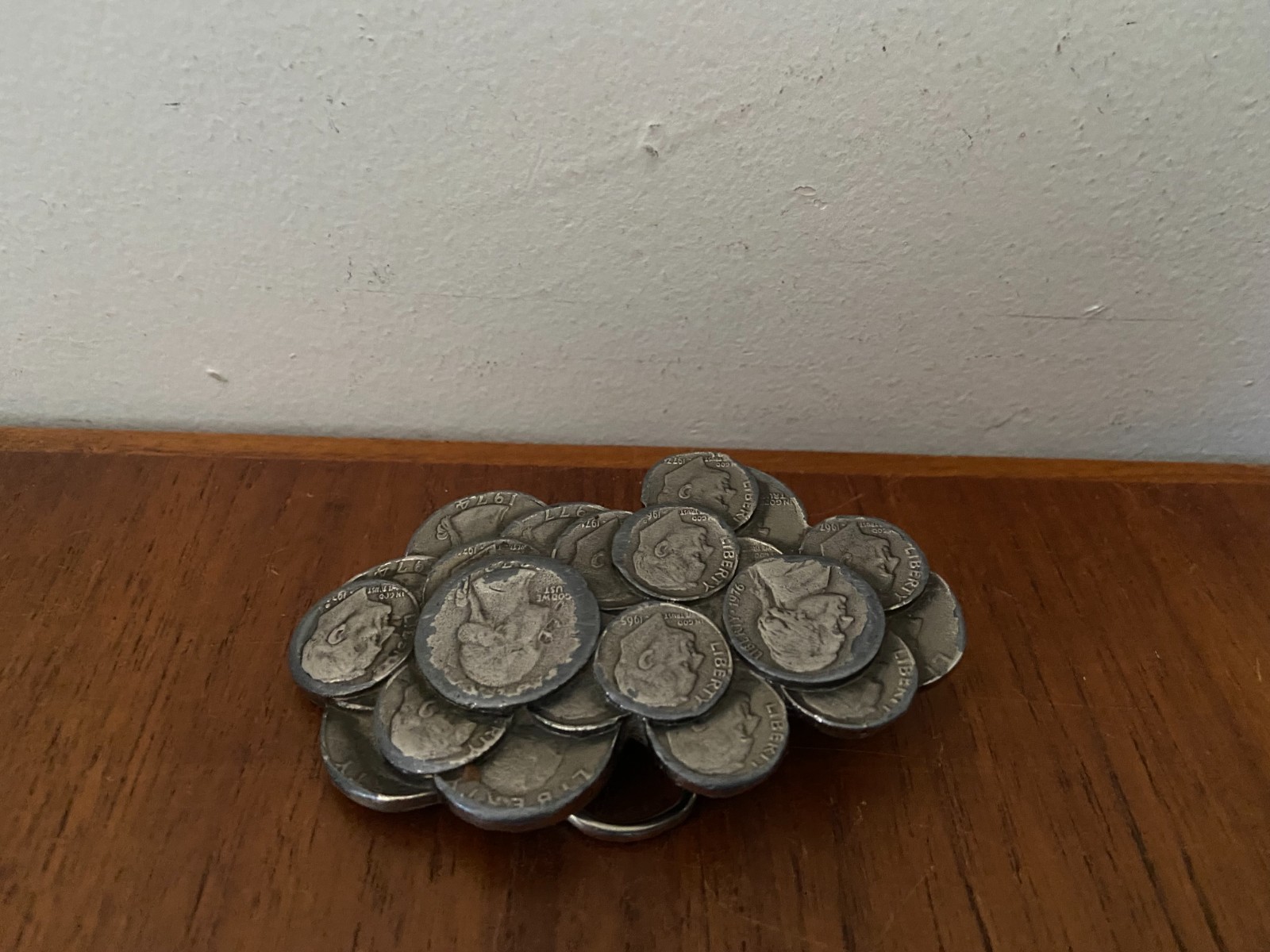 The Great American Buckle Co. Vintage US Coin Cluster Belt Buckle 1979 Collage
