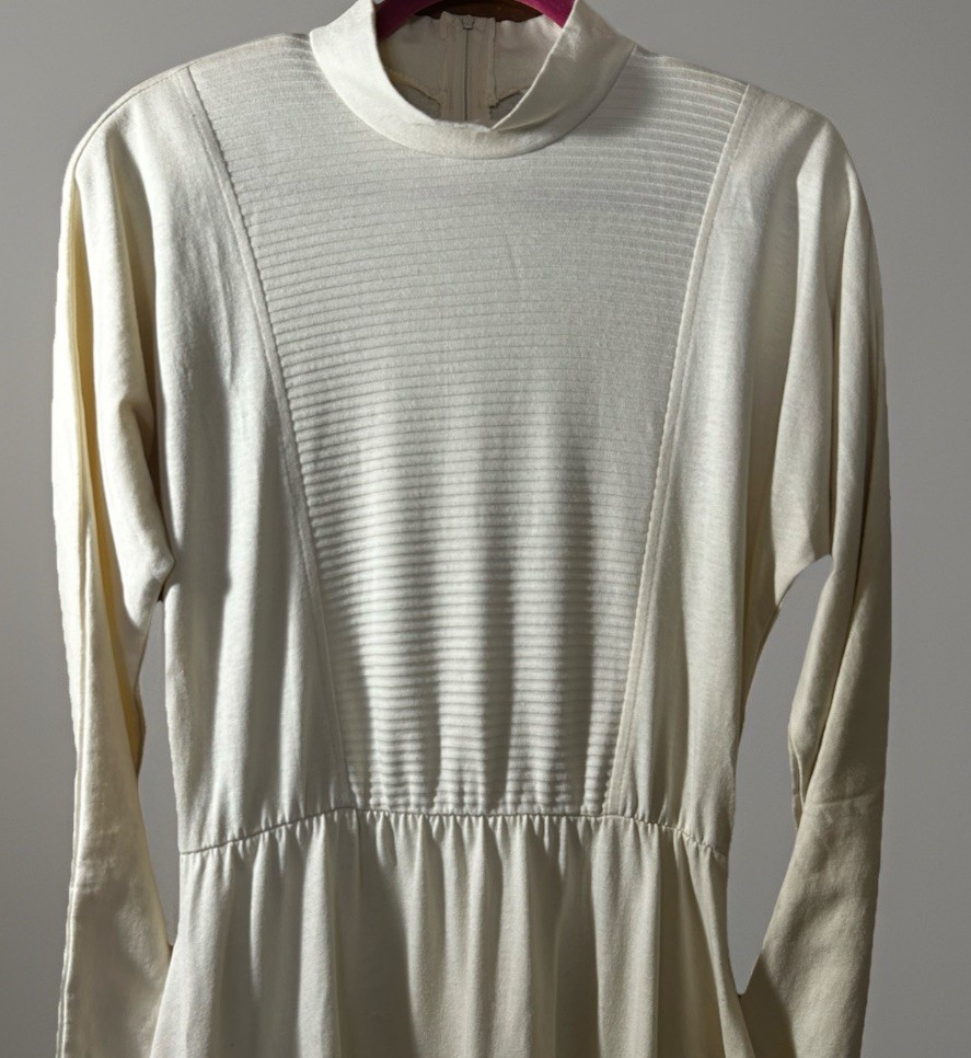 1980s Vintage Charleston Rags Knit Mock Neck Dolman Midi Dress USA M/L Pockets