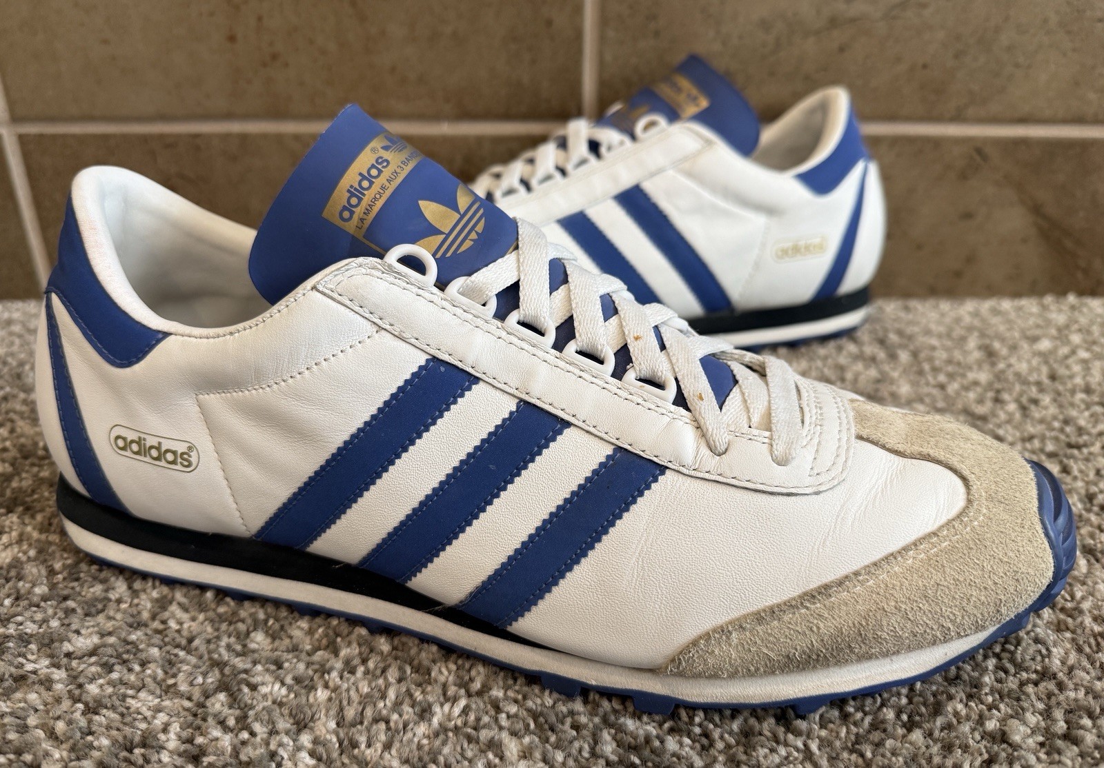 Vintage Retro Adidas ’03 Nite Jogger White/Blue Mens US 11 Art 678547 Very Nice!