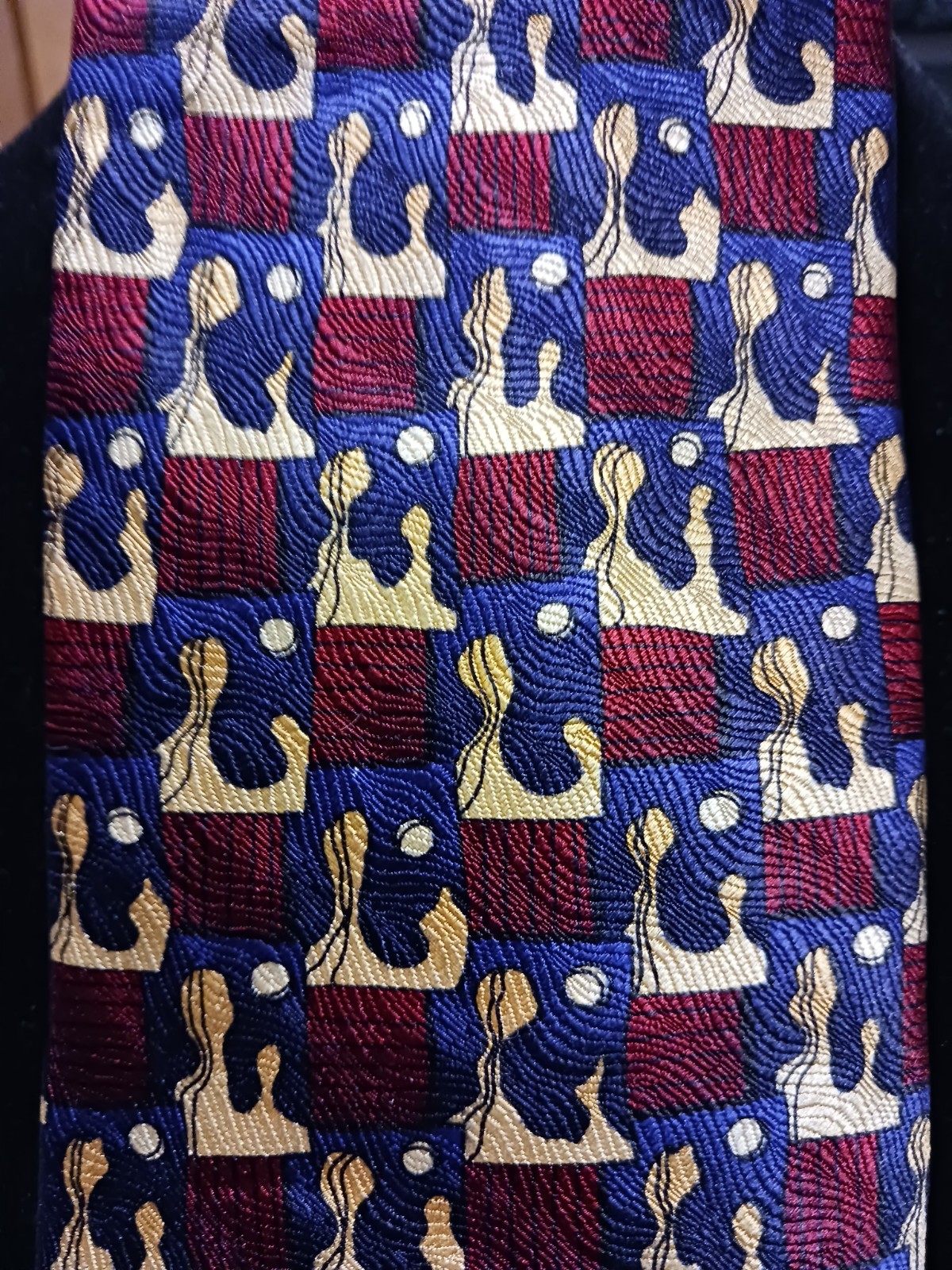 J.GARCIA Men’s Silk Necktie Mexico Abstract Stonehenge Lmtd. Navy Gold NWT