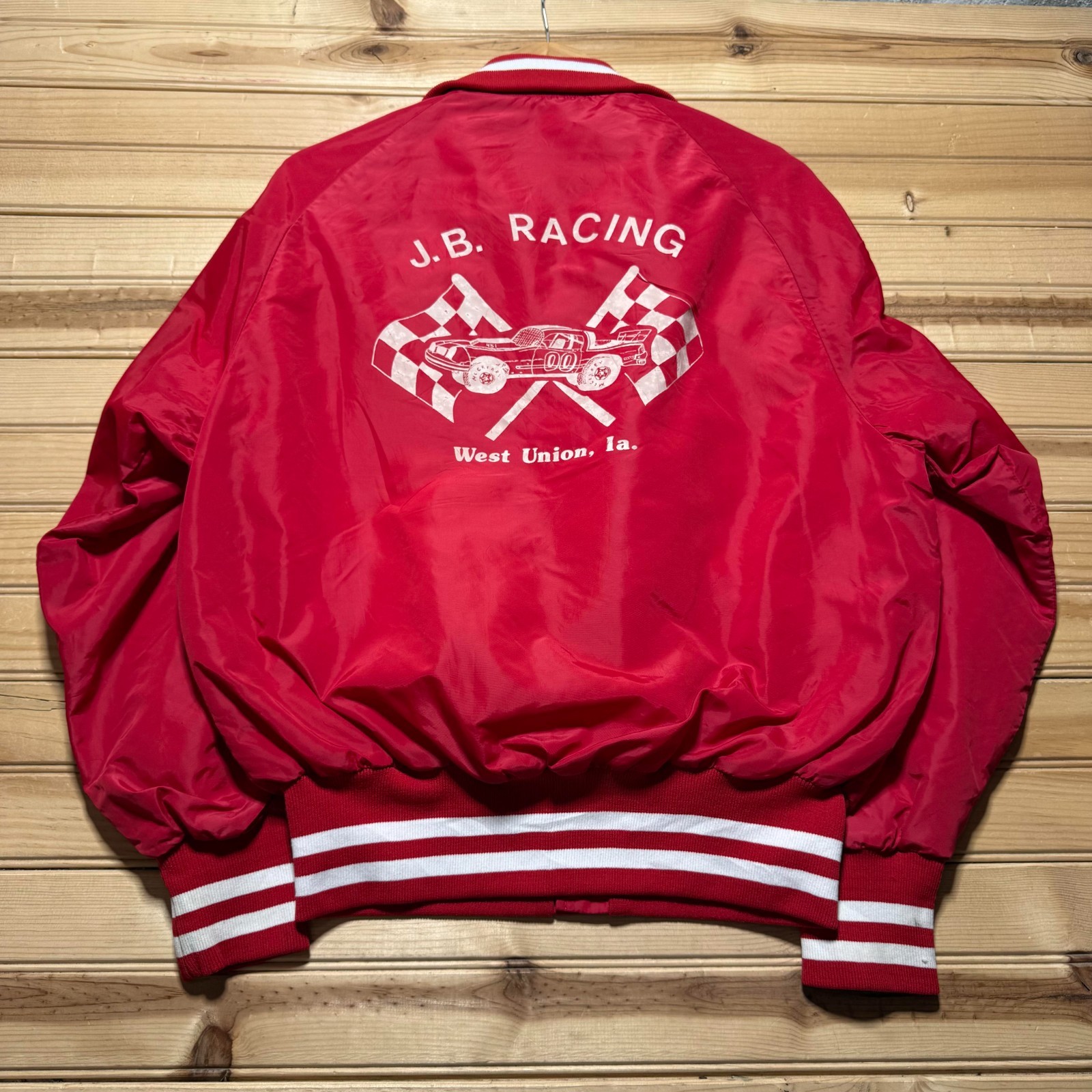 Vintage 80s 90s JB Racing West Union Iowa Satin Bomber Jacket USA Made – Medium