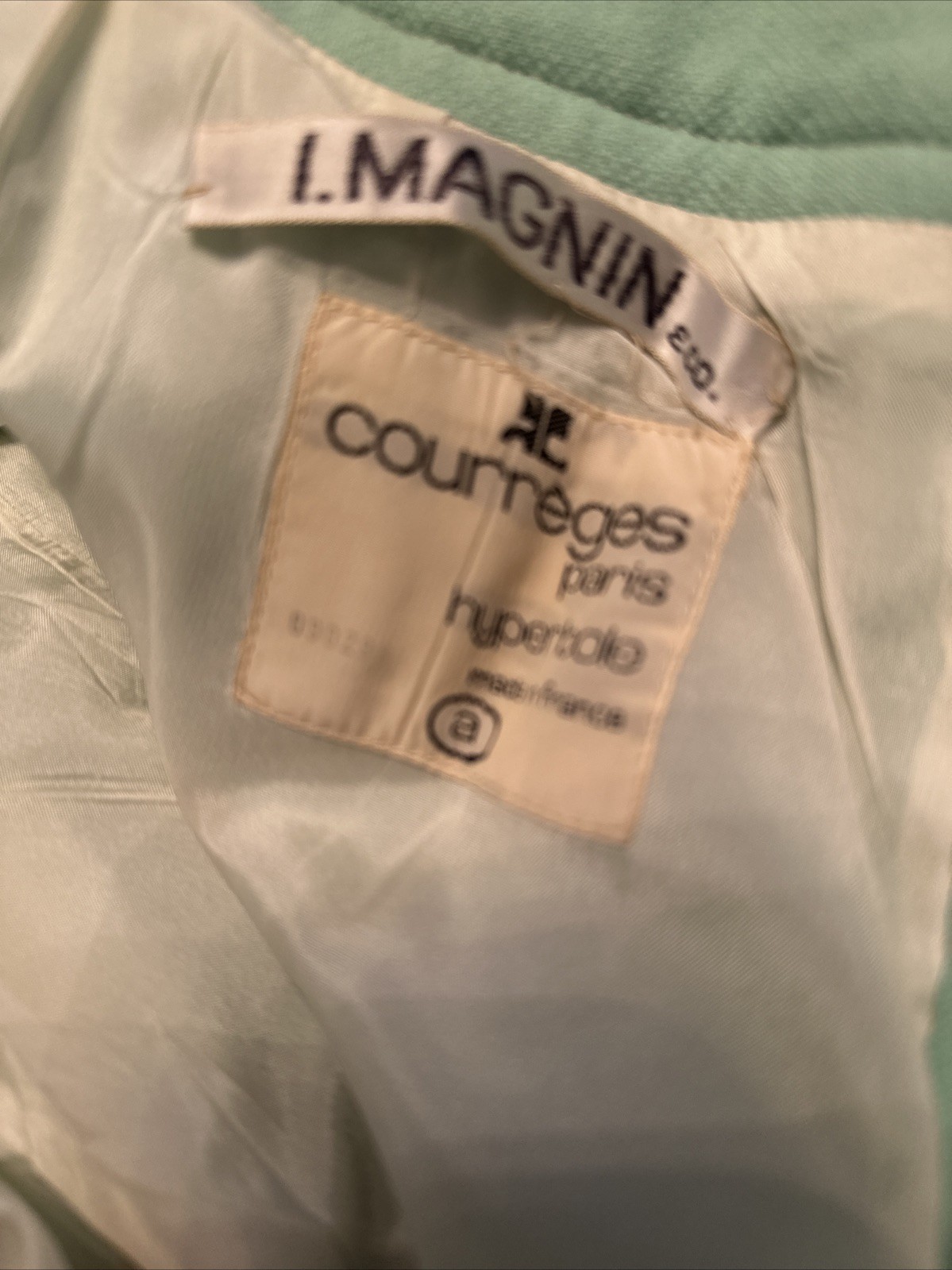 Courreges Hyperbole From I Magnin 70s High Waist Wide Leg Green Wool Trousers XS