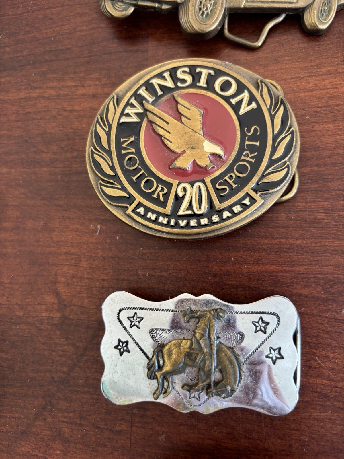 Vintage Belt Buckle Lot of 17 Mixed Western Cars Military Motorcycle Ford