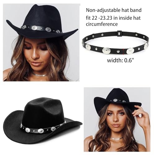 Brown Hat Bands for Cowboy Hats Women Men Retro Ethnic Handmade Black #2