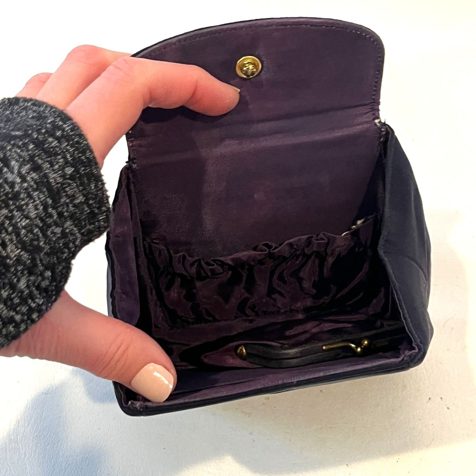 Vintage Deep Purple Plum Handbag Hand Strap Matching Coin Purse 50’s