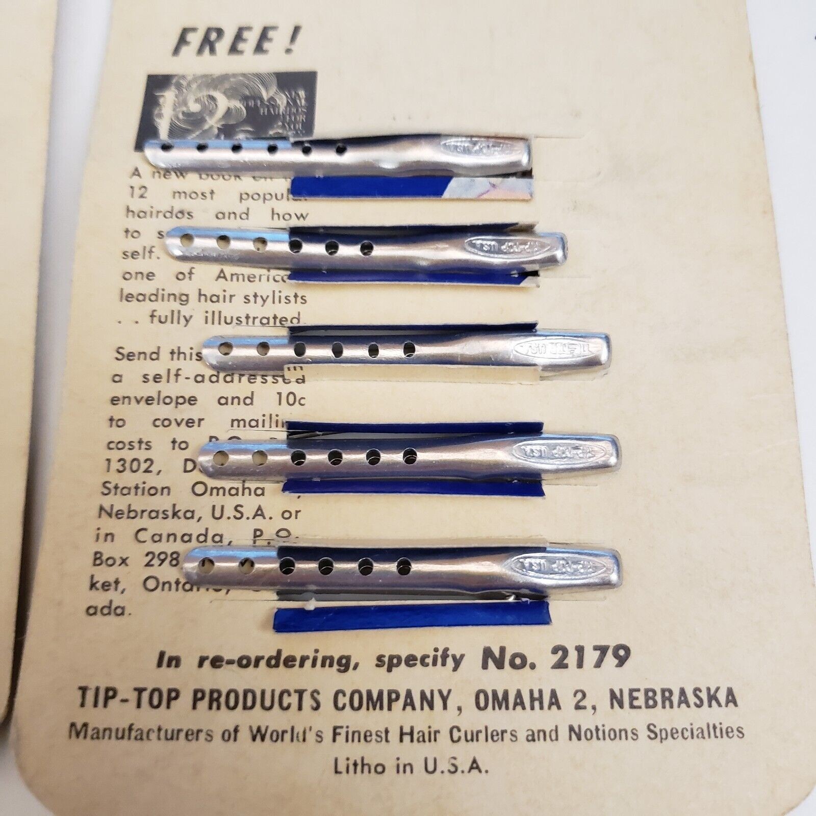 1950s Tip Top Tiny Aluminum Curlers 2179 Card Permanent Vintage Advertisement
