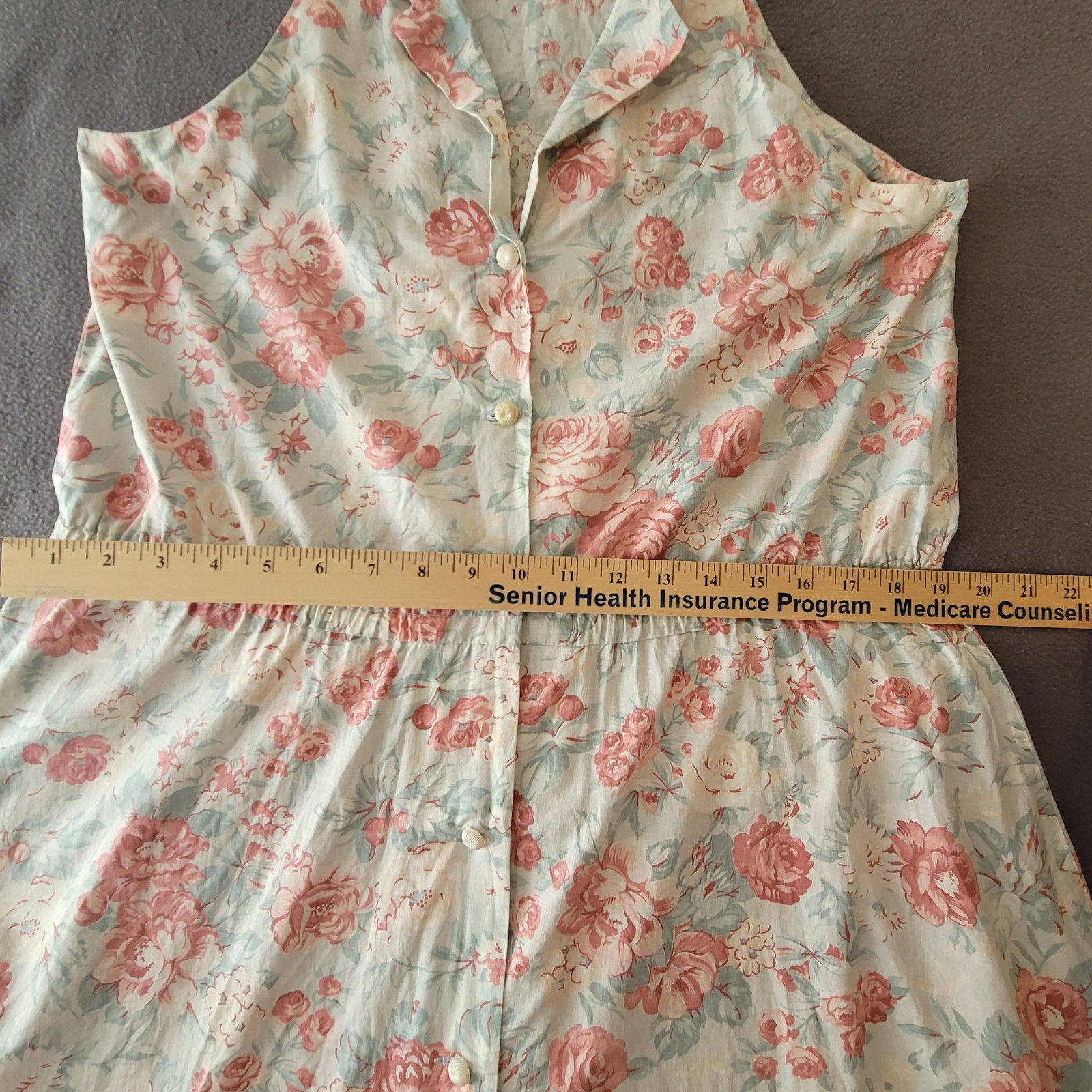 Vintage 80s Floral Maxi Dress Pink Roses Cottagecore Button Front Handmade M L