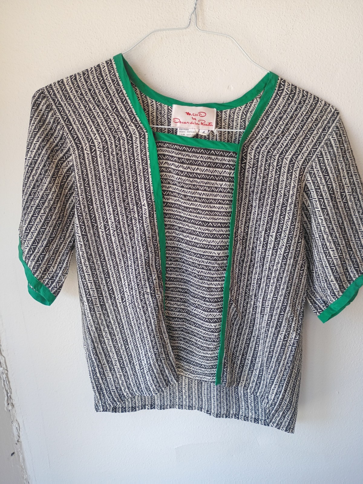 Vintage Miss O By Oscar De La Renta Silk Top Size 4