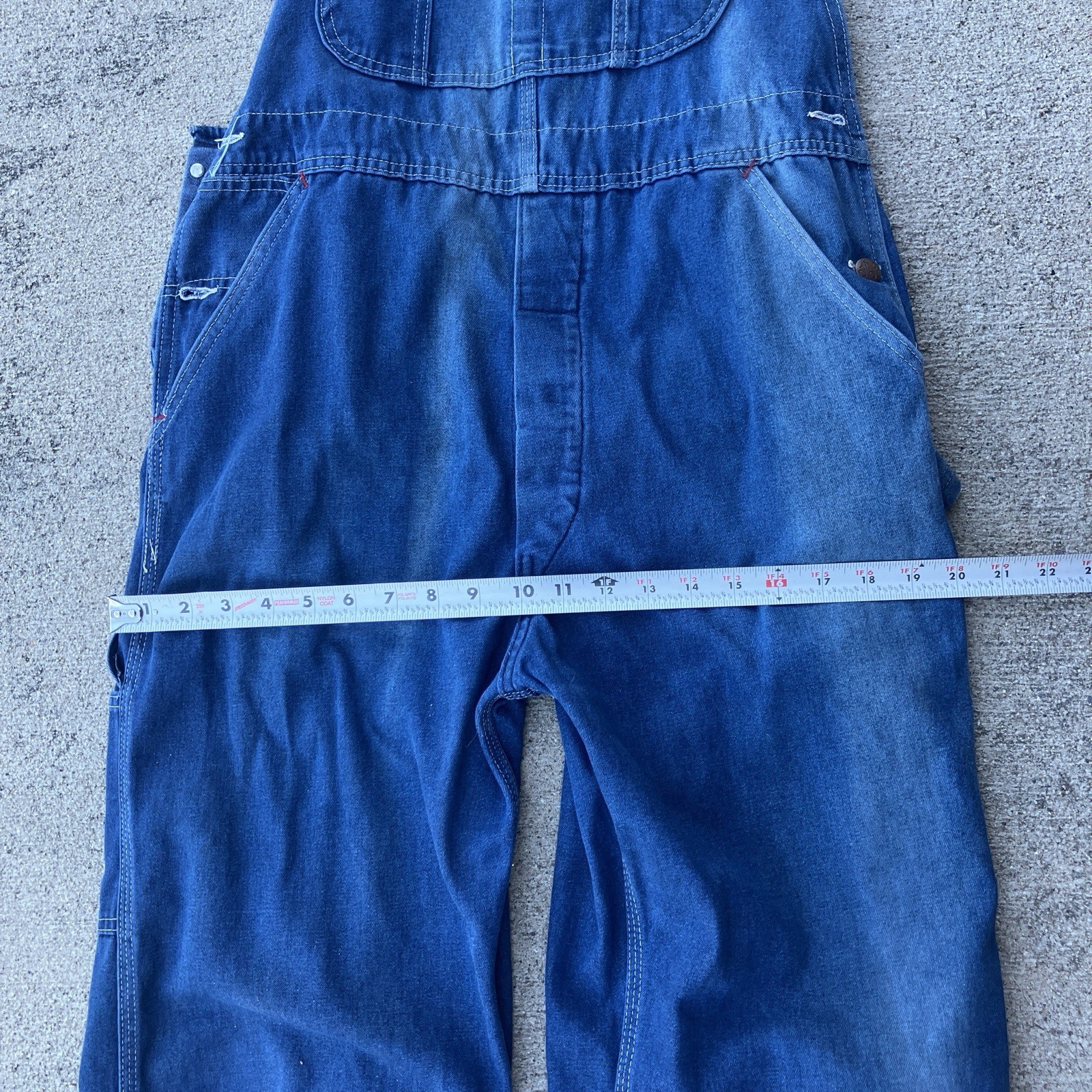 Vintage BIG MAC Square Bak Blue Button Fly Denim Bib Overalls Made In USA. Vtg.