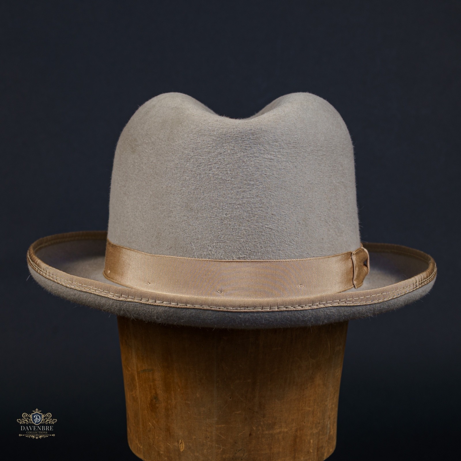 Vtg Star Of The West Custom 5X Beaver Western Homburg Hat Bound Edge Taupe 6 7/8