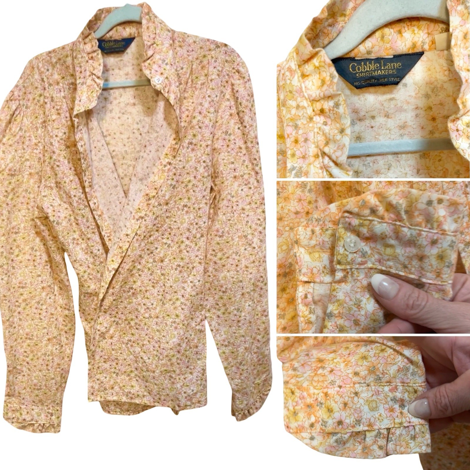 Vintage 60s/70s Mystery Lot of 5 Button Blouses Women’s Polyester, Cotton &Blend