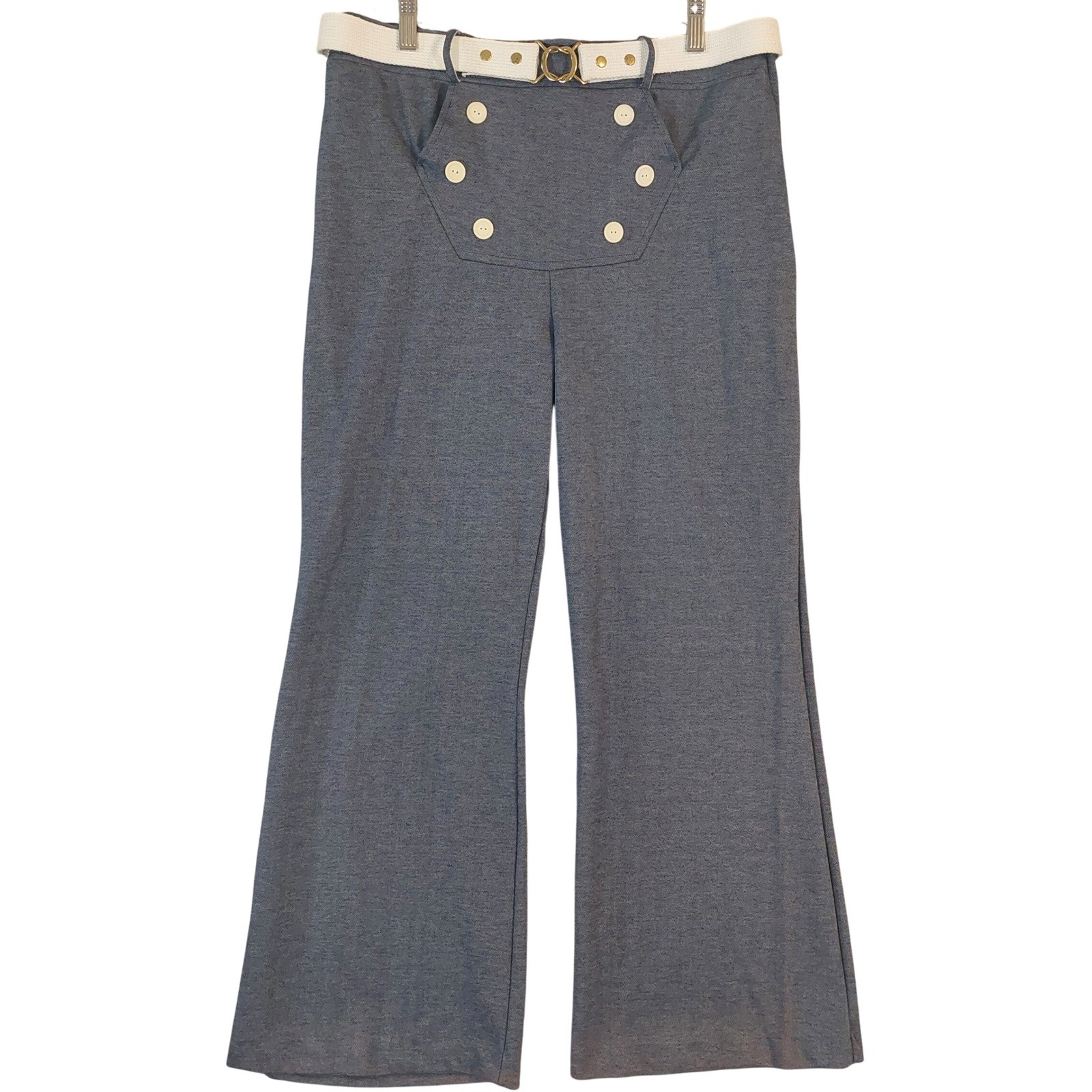 Vintage 60’s Hollywood Vassarette Sailor Pants Women 14 High Waist Wide Leg Belt