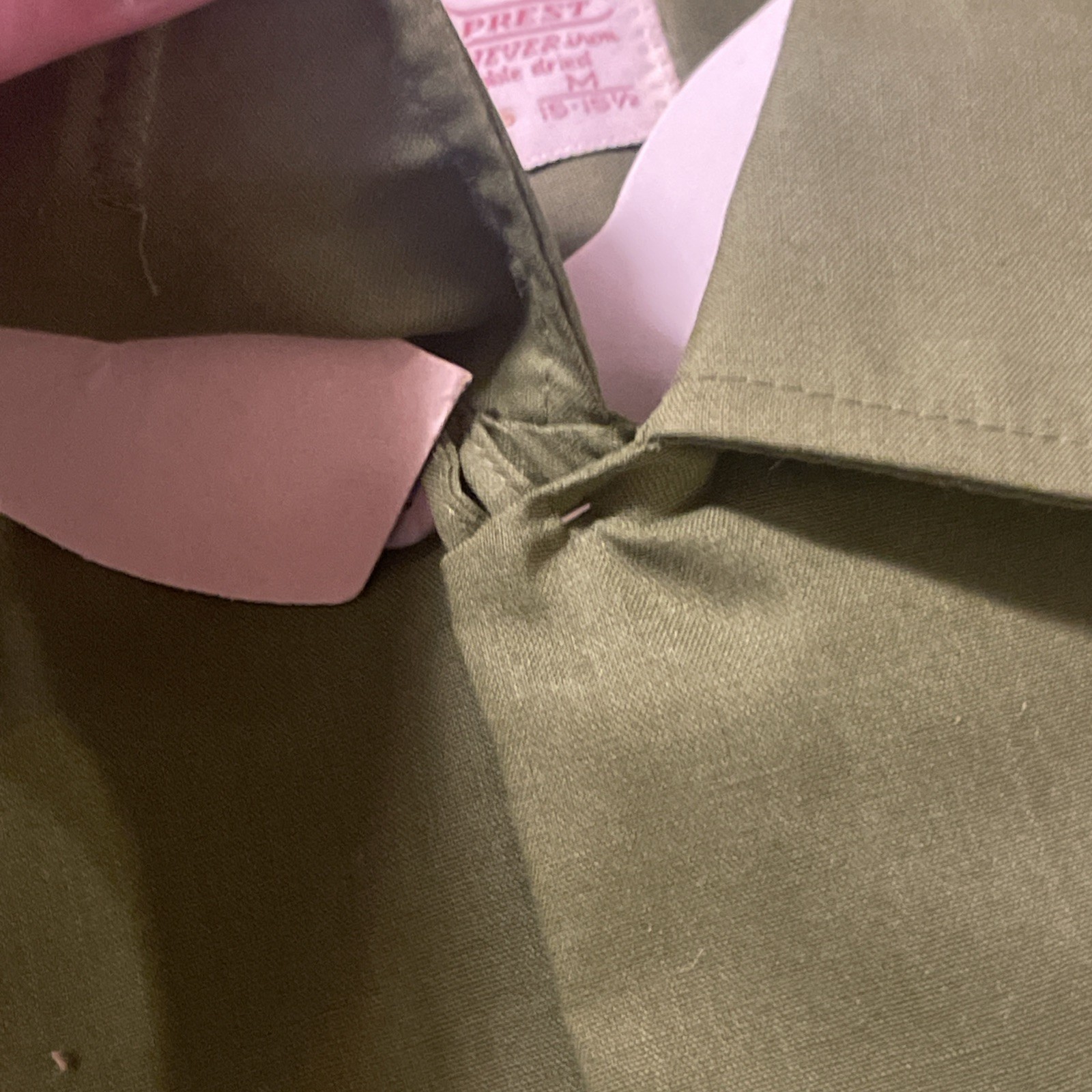 vintage 50s 60s Penneys Towncraft NOS NWT Deadstock Loop Collar Shirt Green M