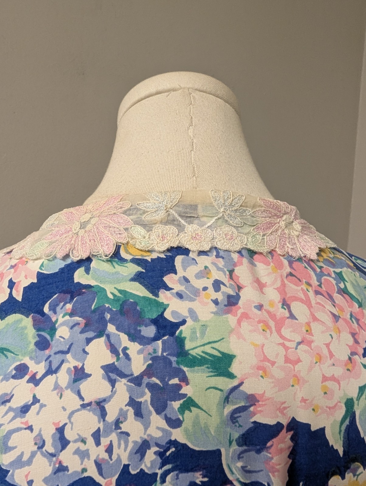 Vintage 80’s Rene Derhy Paris Floral Drop Waist Tie Dress Pintucks M