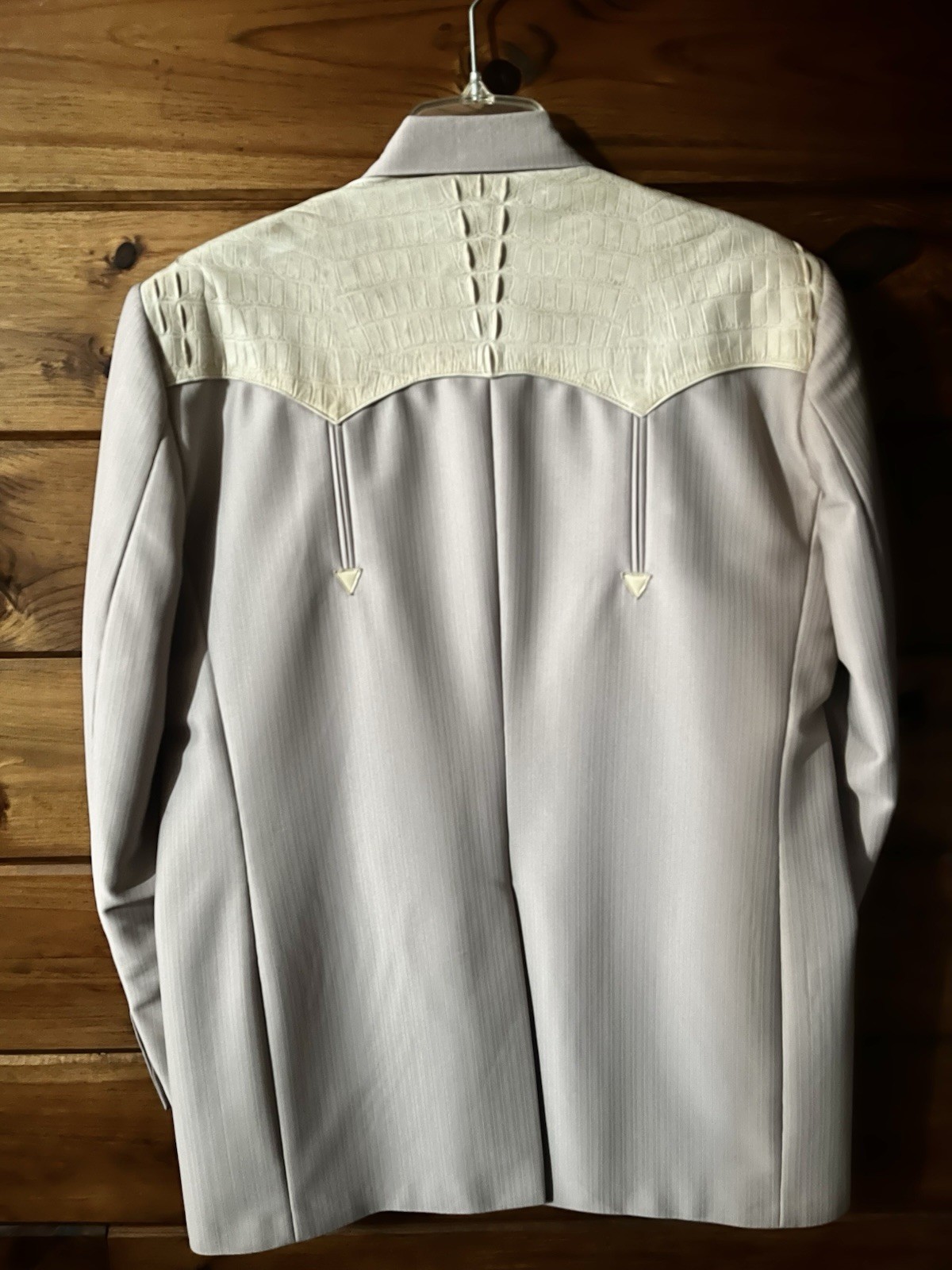 Vintage Real West Cowboy Crocodile Skin Blazer Beige 42 Made In Mexico