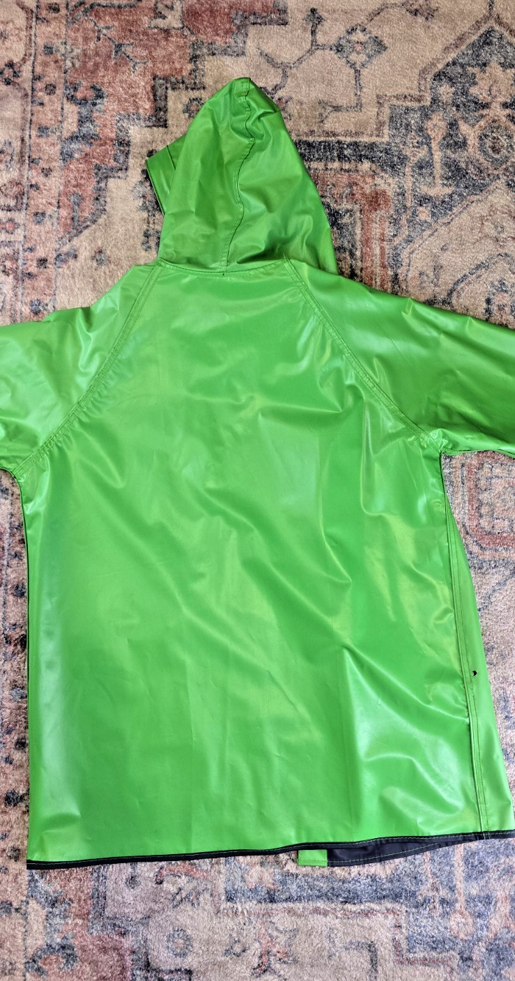 Rainskins Vintage 1980s Reversible Vinyl Rain Coat Jacket Green Blue Medium