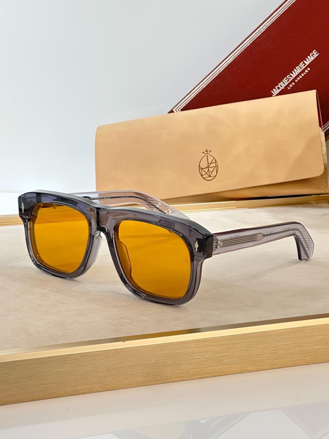 Unisex YVES JMM Square Sunglasses Clear Frame Gray Lenses JMM