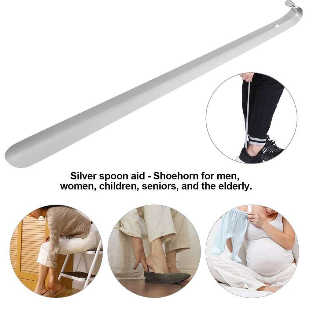 4 Sizes Extra Long Handle Shoe Horn Stainless Steel Handled Metal Shoehorn Horns