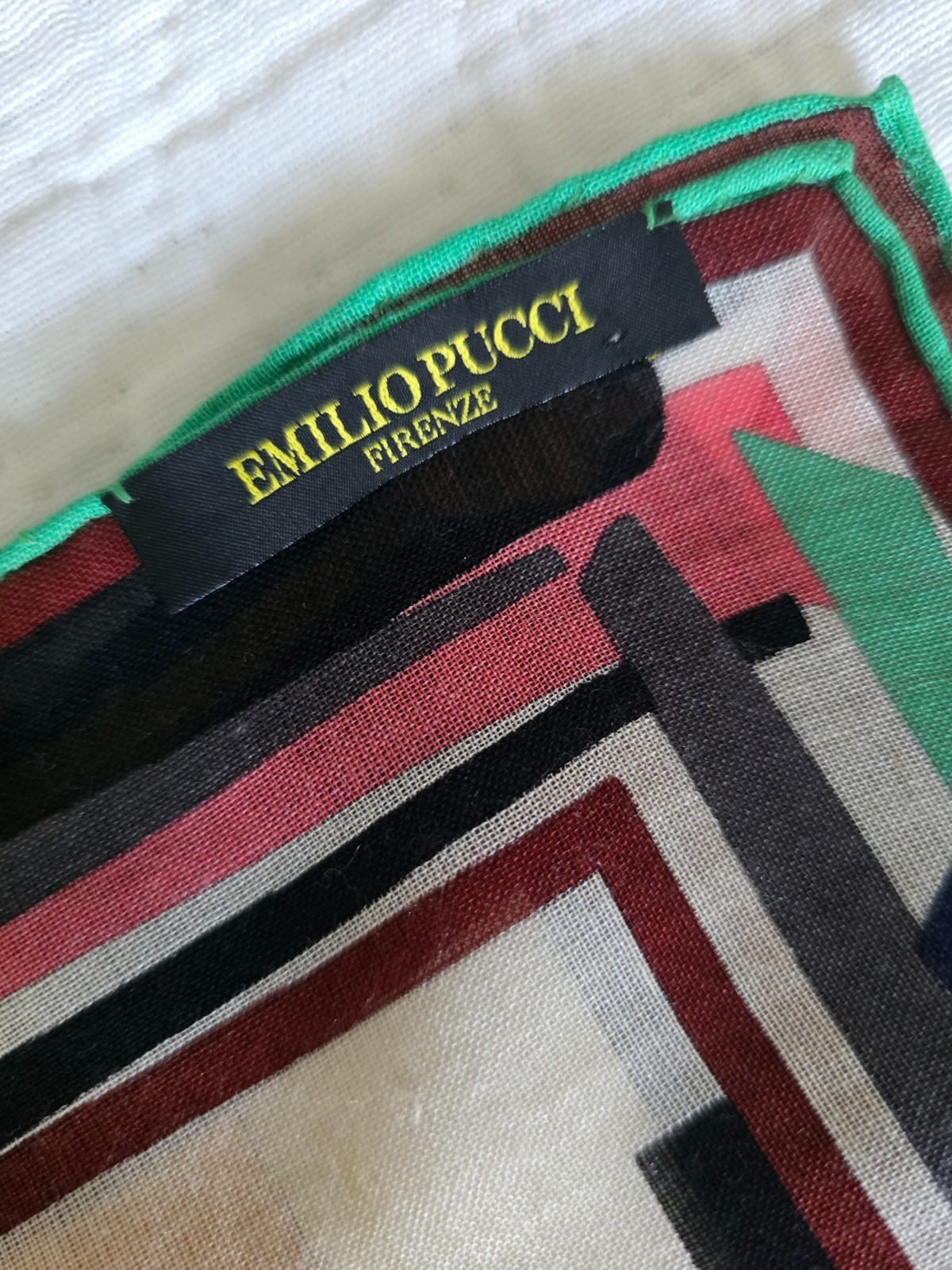 Vintage Emilio Pucci Firenze Silk Voile Abstract Geometric Long Scarf / Shawl