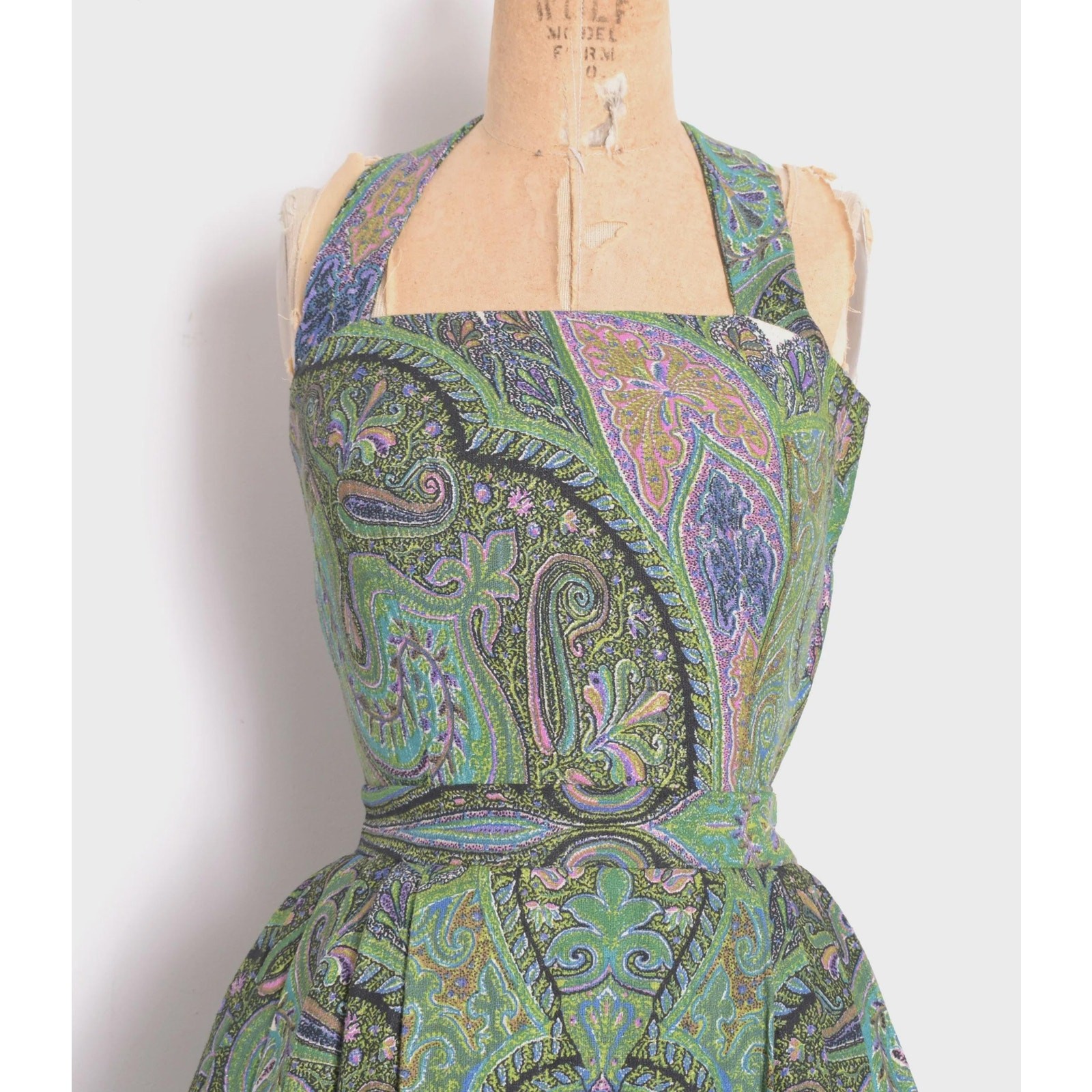 1950s Vintage Halter Fit and Flare Paisley Two-Piece Set-extra small