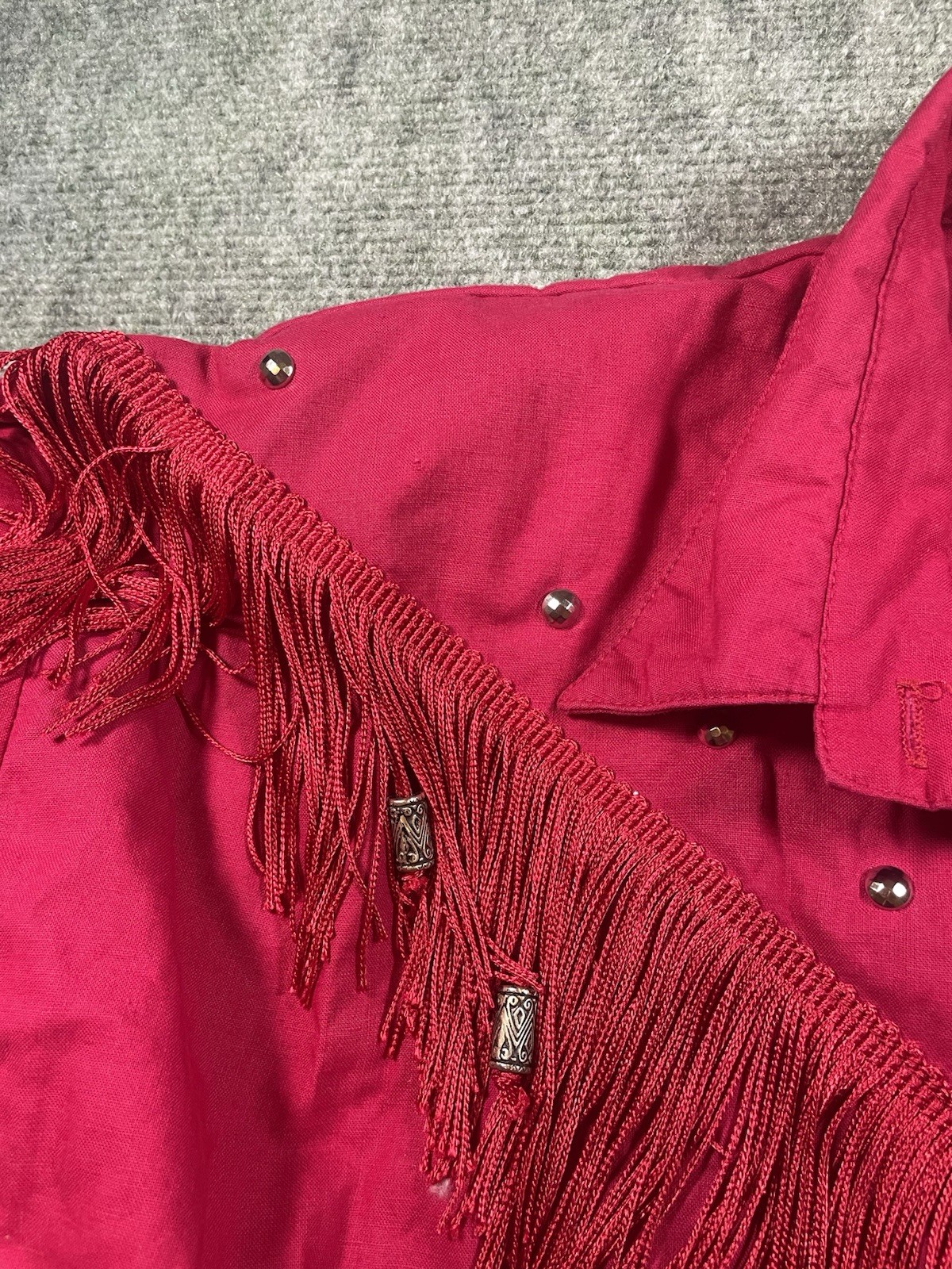 Sassa Vintage Red Western Fringe Dress S