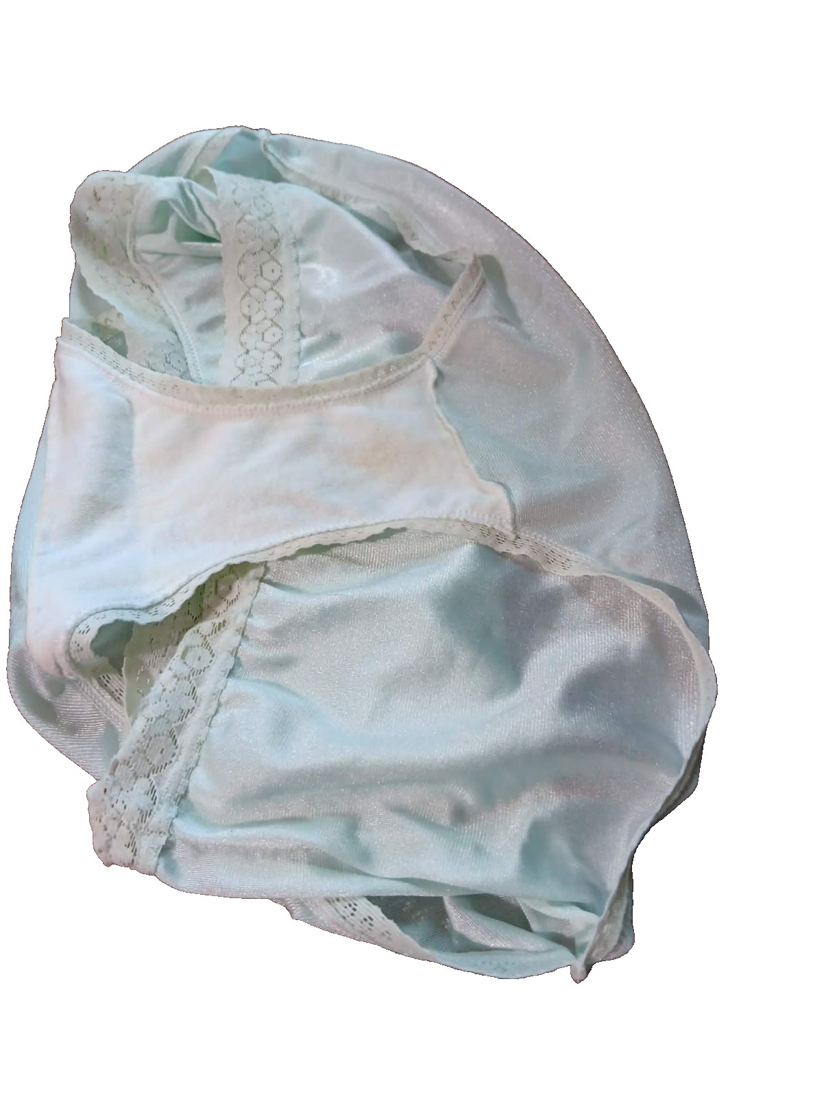 VTG Fruit of the Loom Nylon Panties Sz 6 Mint Green High Cut Brief Silky Granny