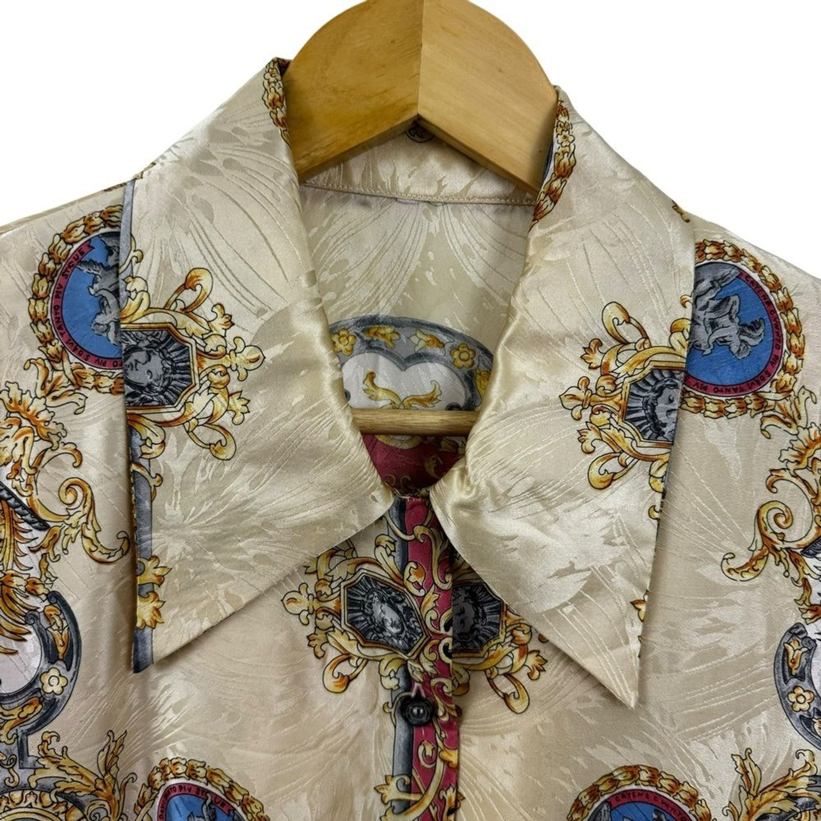 Vintage German Button Down Blouse Versailles Royal Elegant 100% Silk & Acetate