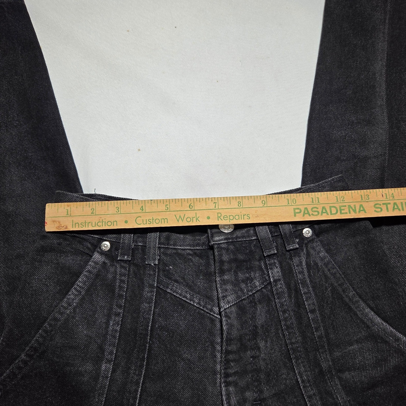 Vintage Wrangler Double Knee Jeans Black High Waisted Made in USA 25×31 Denim