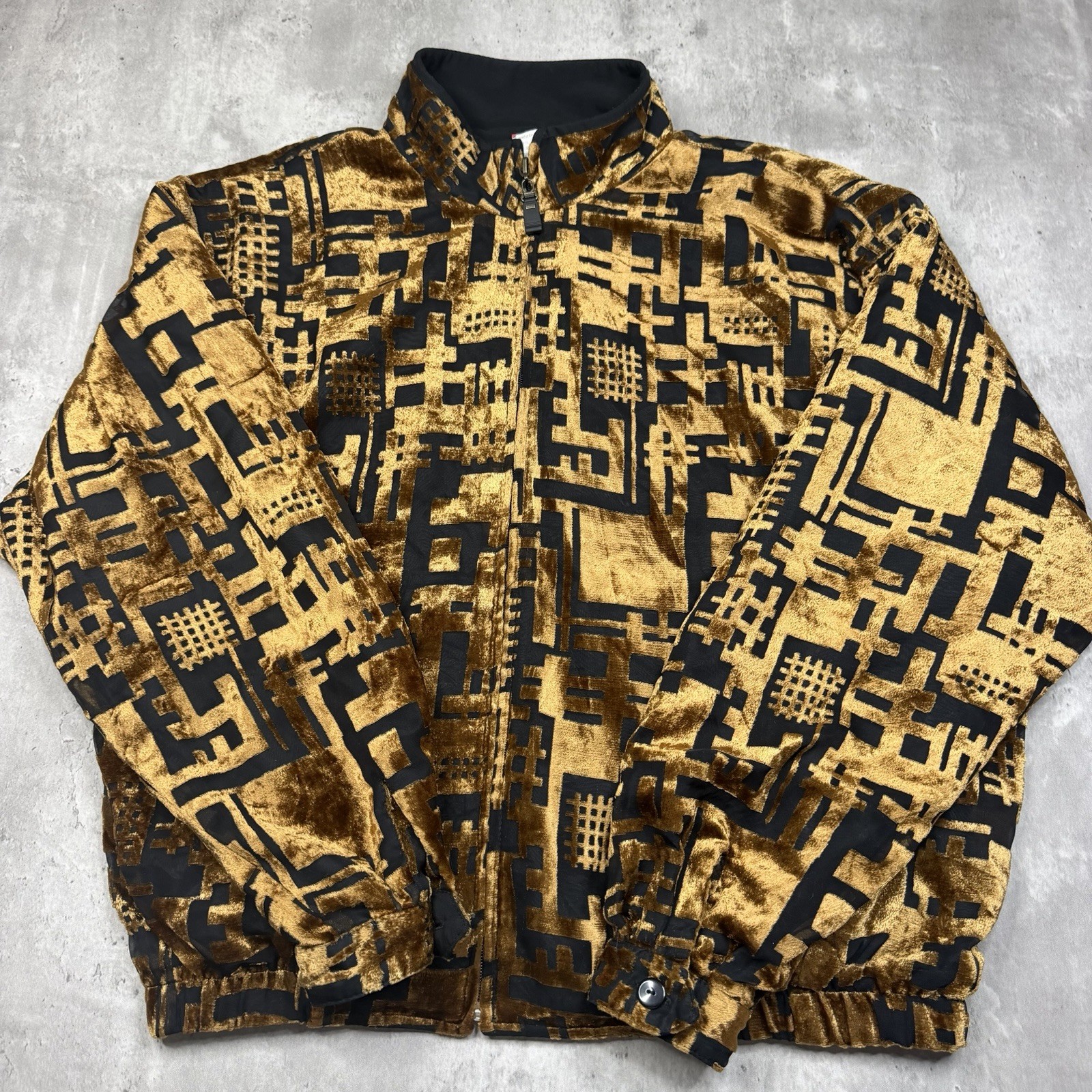 Vintage Tail Tennis Bomber Jacket Velvet 80’s Abstract Preppy Women’s Size Small