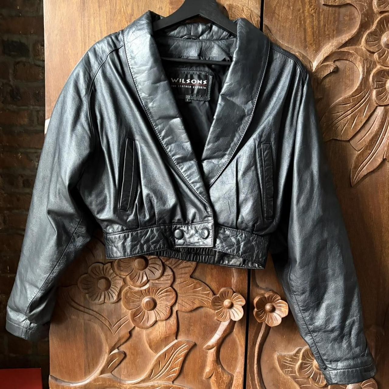 Vintage 80s Women’s WILSONS LEATHER Cropped Motorcycle Jacket Size S
