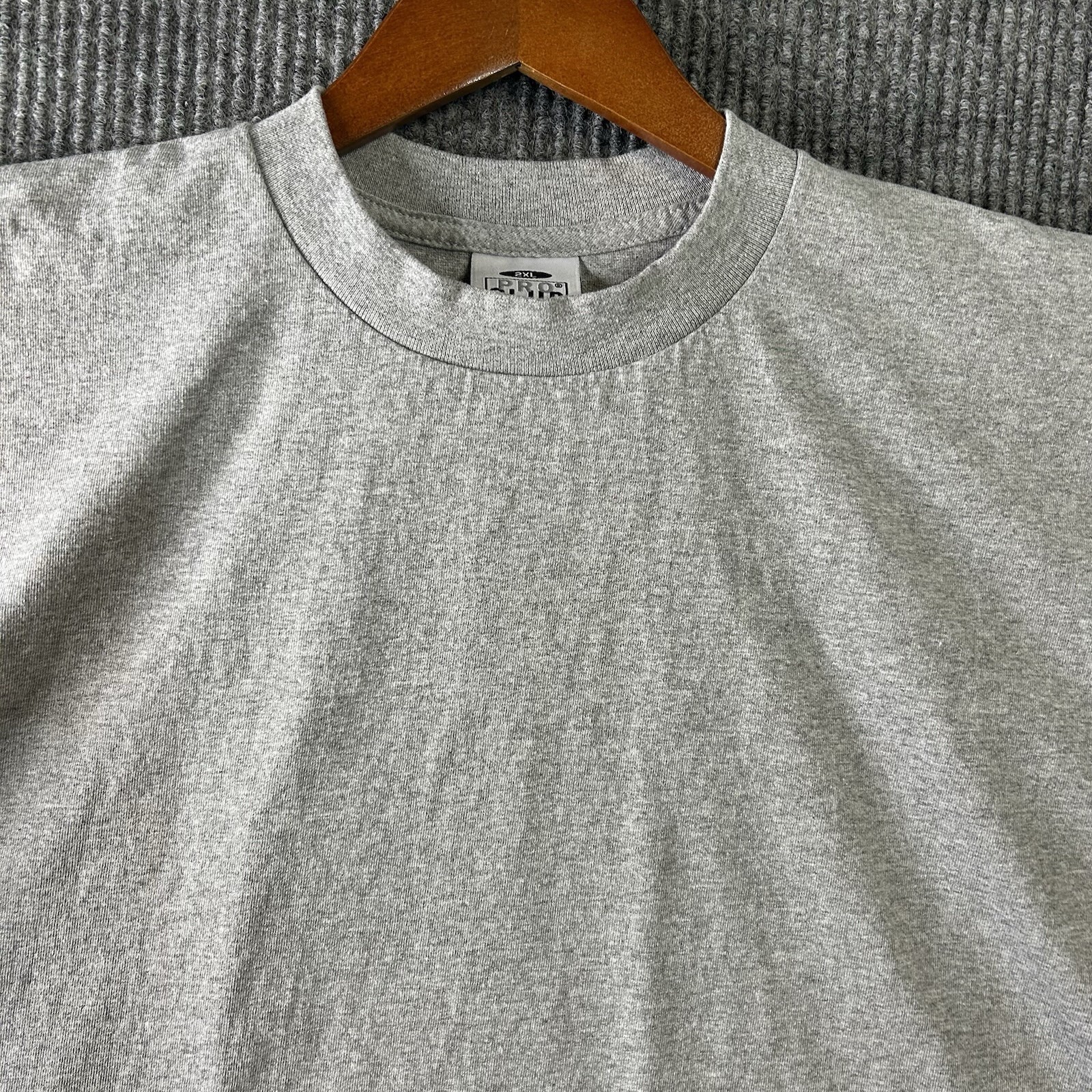 Vintage T Shirt Men’s 2XL Blank Pro Club Gray Blank Heavyweight Made In USA