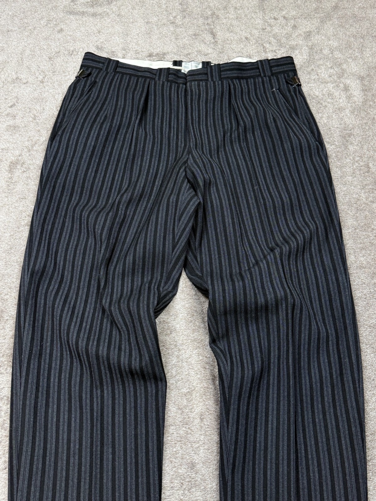 Vintage 1950’s European Morning Fishtail Suspender Buckle Stripped Trouser Pants