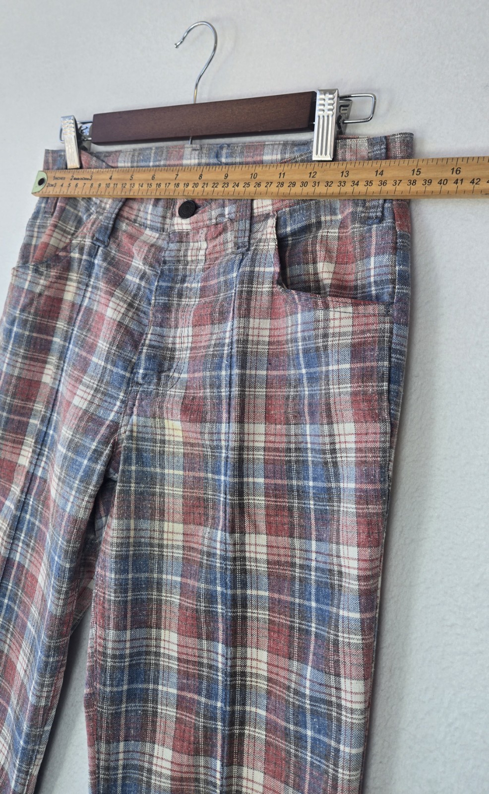 VTG Levi’s Plaid Disco Pants Mens 60s 70s Flare Leg Trousers