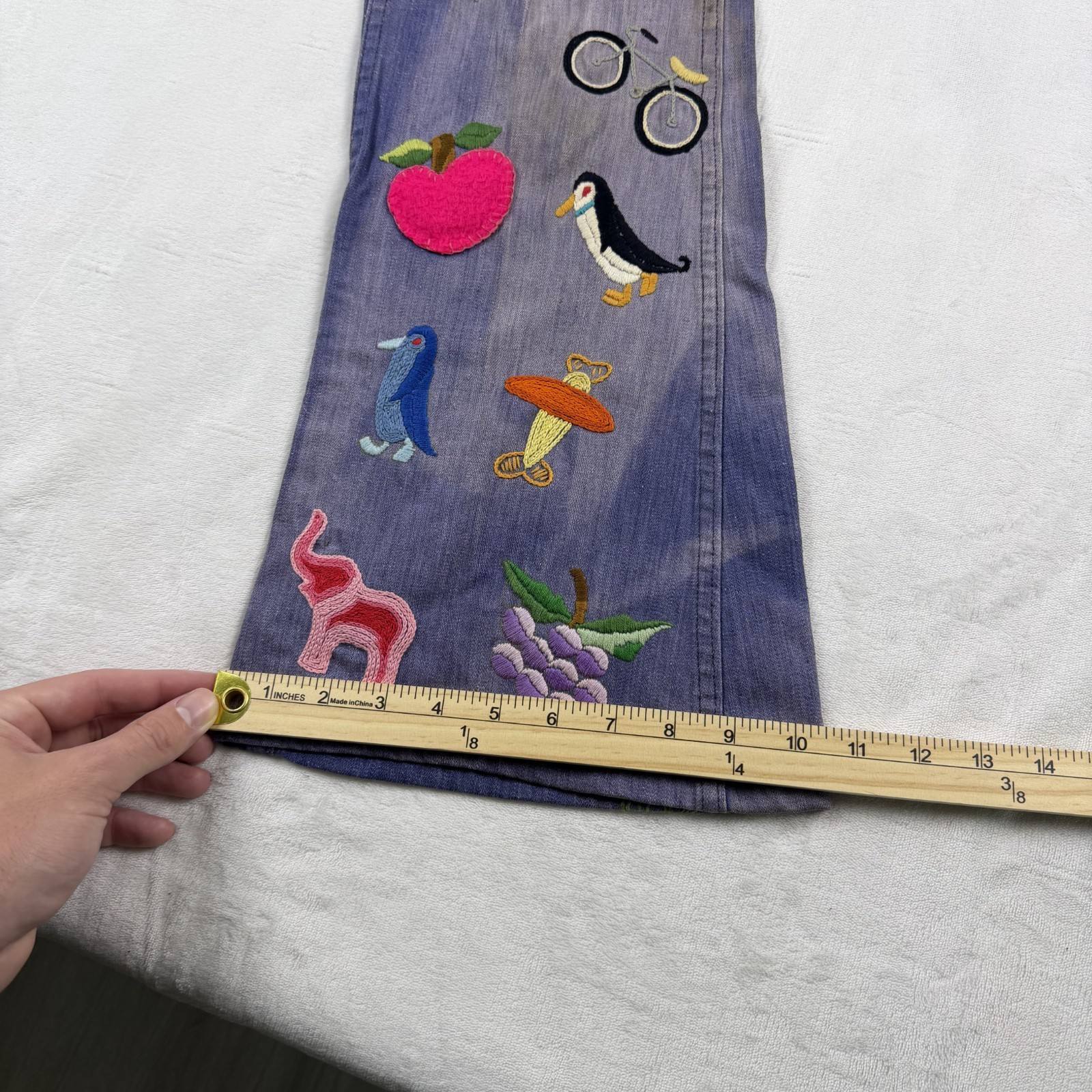 Vintage 60s/70s Flared Bell Bottom Patchwork Custom Hippie Jeans Denim 29×30