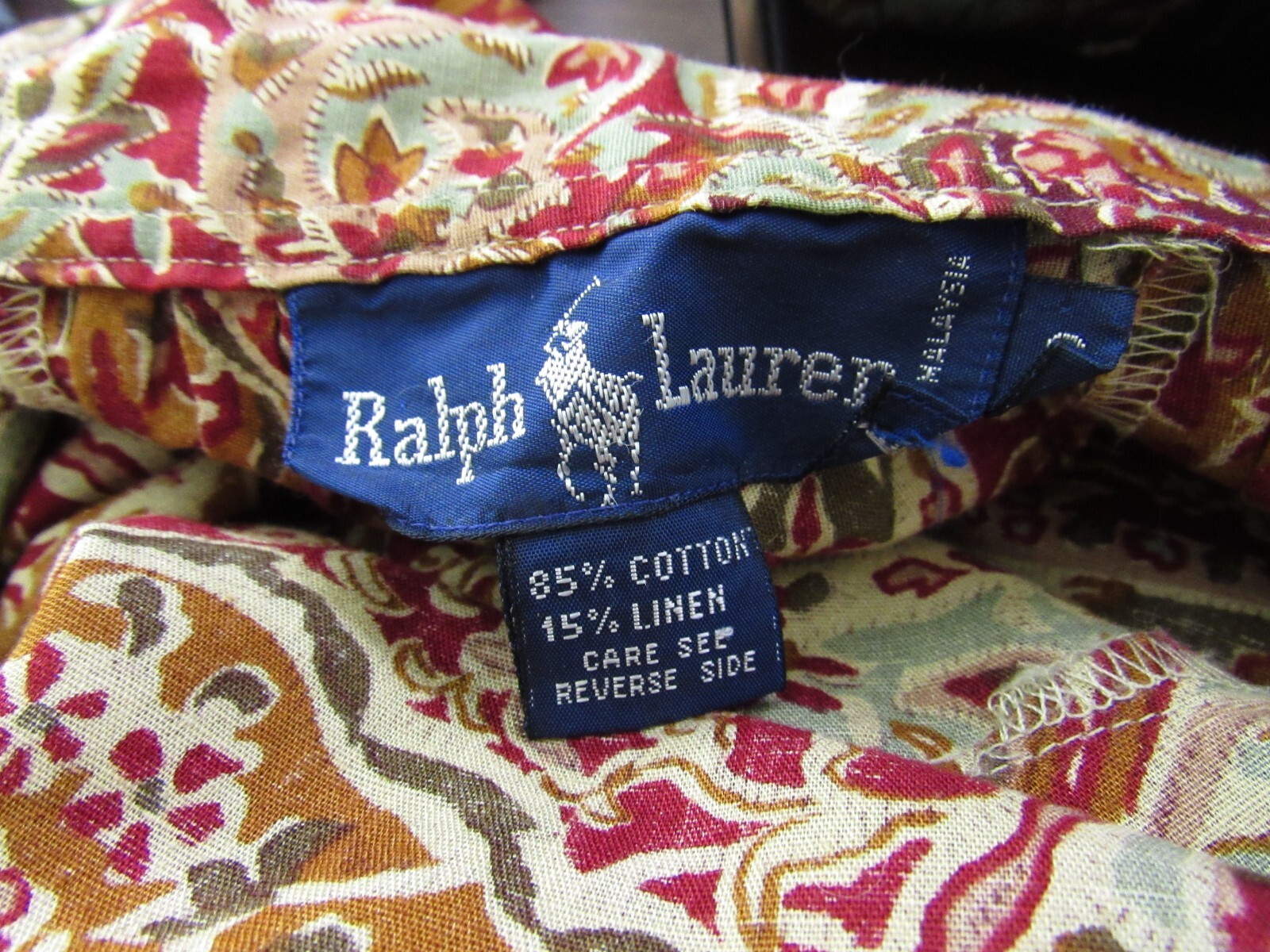 Vintage 80s Ralph Lauren Blue Label Cotton Linen Paisley Pocket Equestrian Skirt