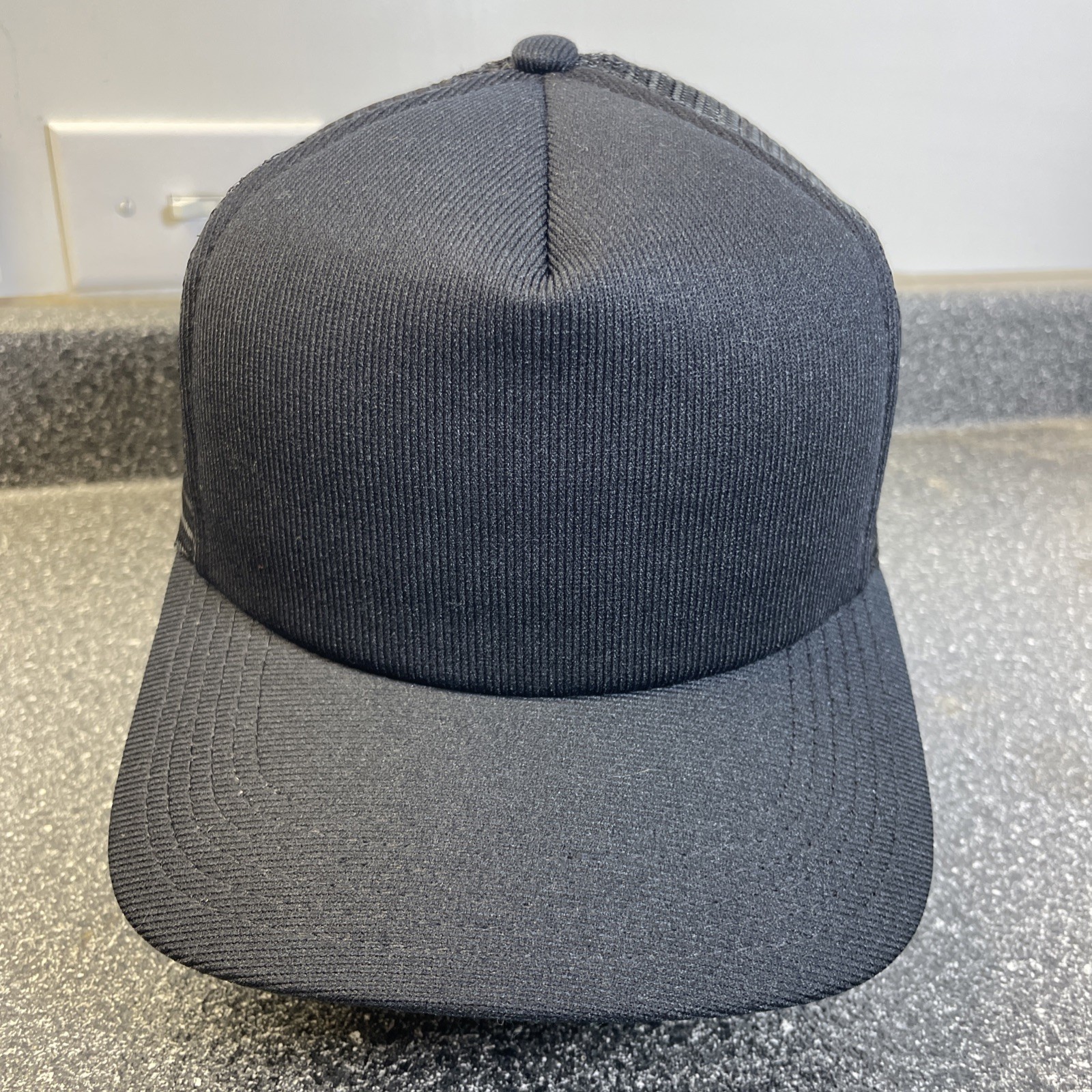 Vintage New Era Foremost Blank Snapback Mesh Trucker Black USA Made Small-Medium