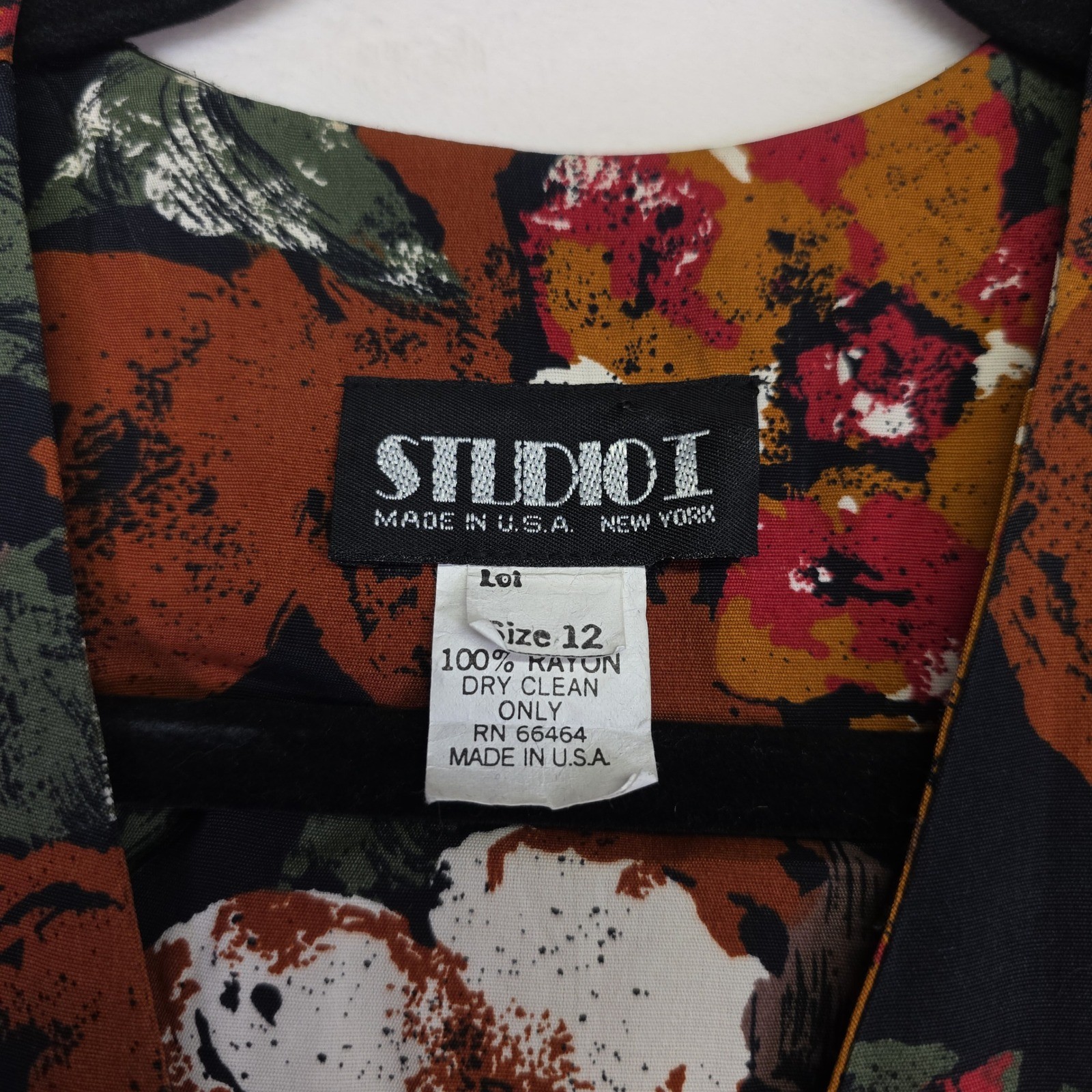 VTG Studio I Maxi Dress Womens 12 Black Floral Cottagecore Boho Retro Fall Cozy
