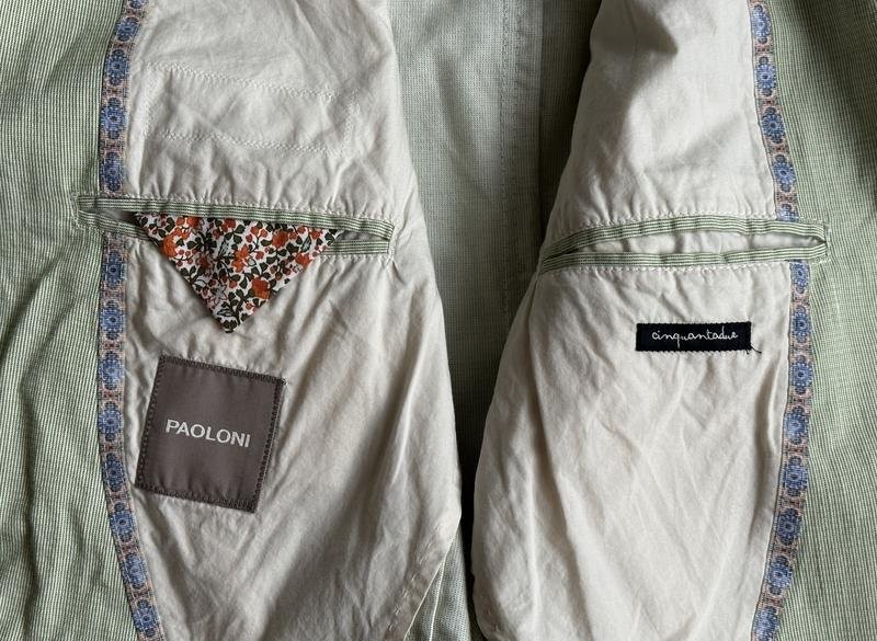 Men Paoloni Blazer White Cotton-Linen 40 /L / 48