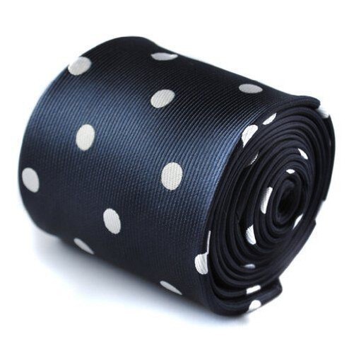Frederick Thomas navy blue tie with white spots classic necktie work mens